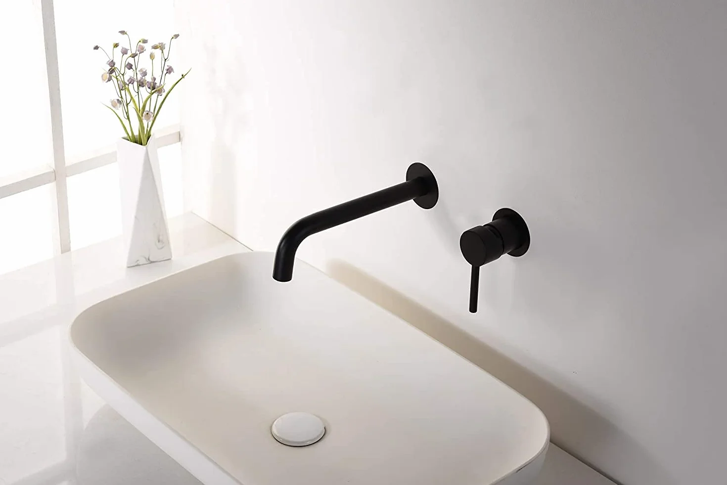 MICE - Grifo de lavabo empotrado - Monomando de griferia empotrada - grifos de baño para lavamanos Color Negro Mate GLT023/NG