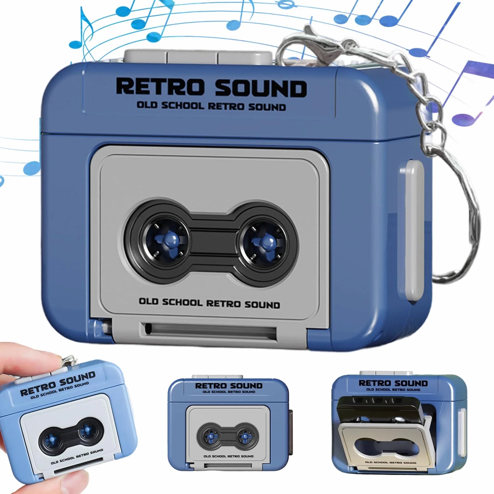 Mini Llavero Grabadora de Cinta Reproductor Retro Plástico Grabable Música Microcassette Mochilas Bolsos