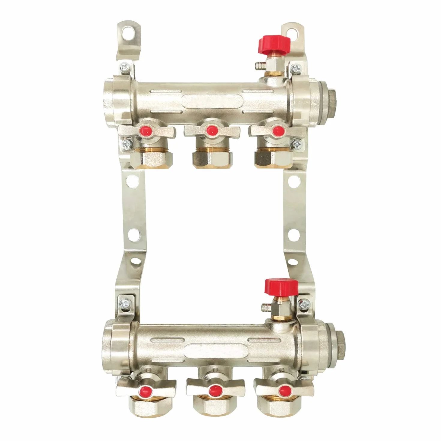Colector calefaccion suelo radiante por agua 2 3 4 5 6 7 8 salidas para tuberia pex - colector radiadores laton con valvula (3 salidas)