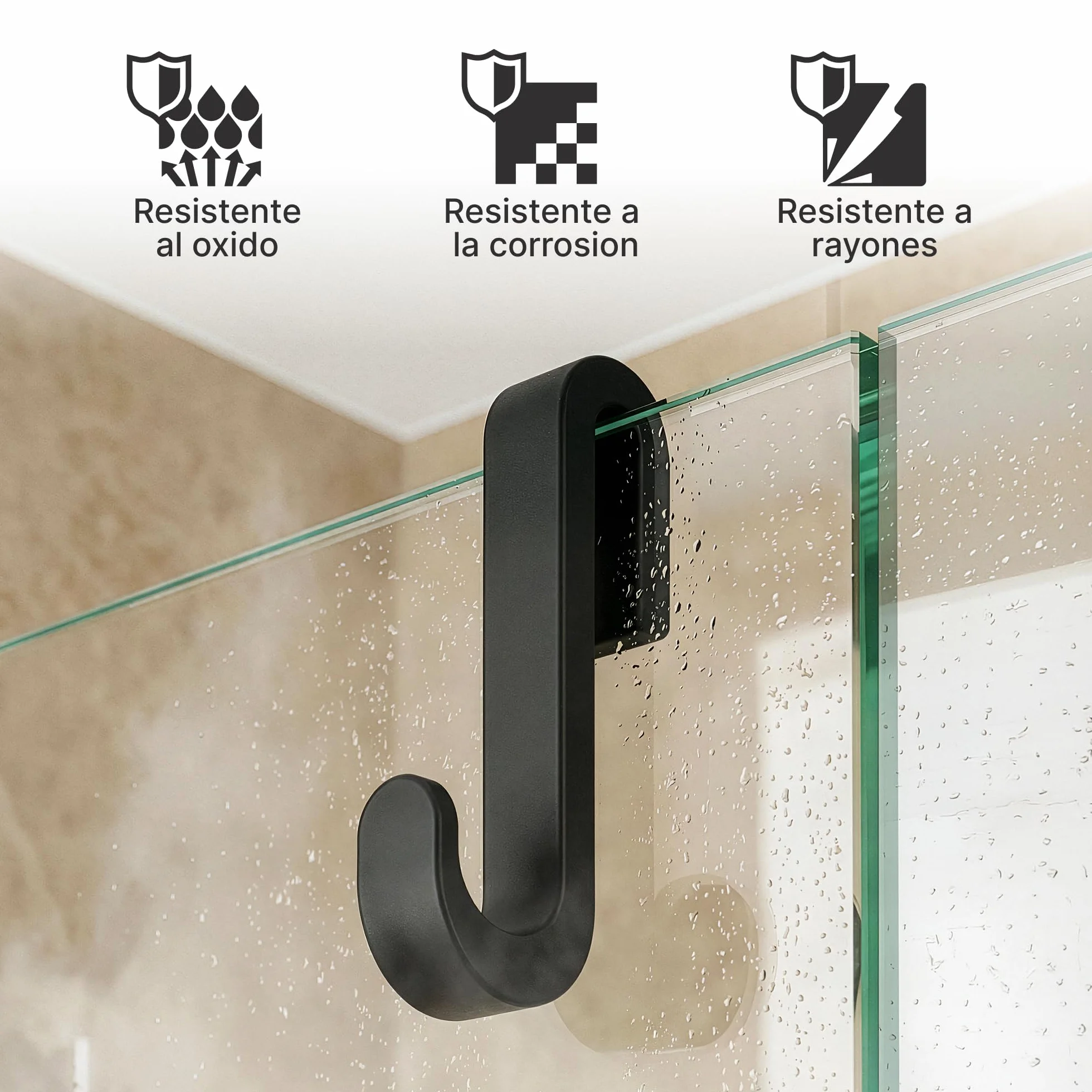 Minismus Ganchos Mampara Ducha, Ganchos de Silicona para Toallas y Albornoces para Mampara de Ducha de Cristal sin Marco, Colgador Toalla Baño Pack de 2
