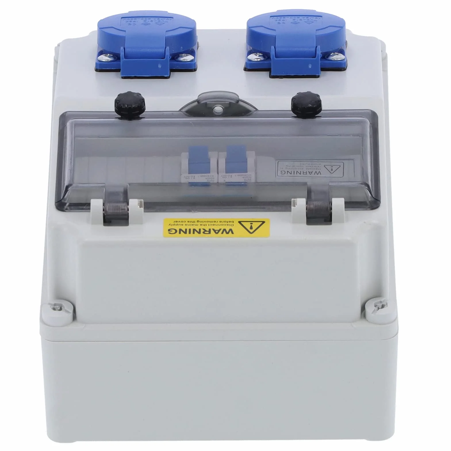 Distribuidor de pared de 2 posiciones, 16 A 220 – 250 V, distribuidor de corriente de construcción, distribuidor de corriente para montaje en pared, IP65 (enchufe de la UE)