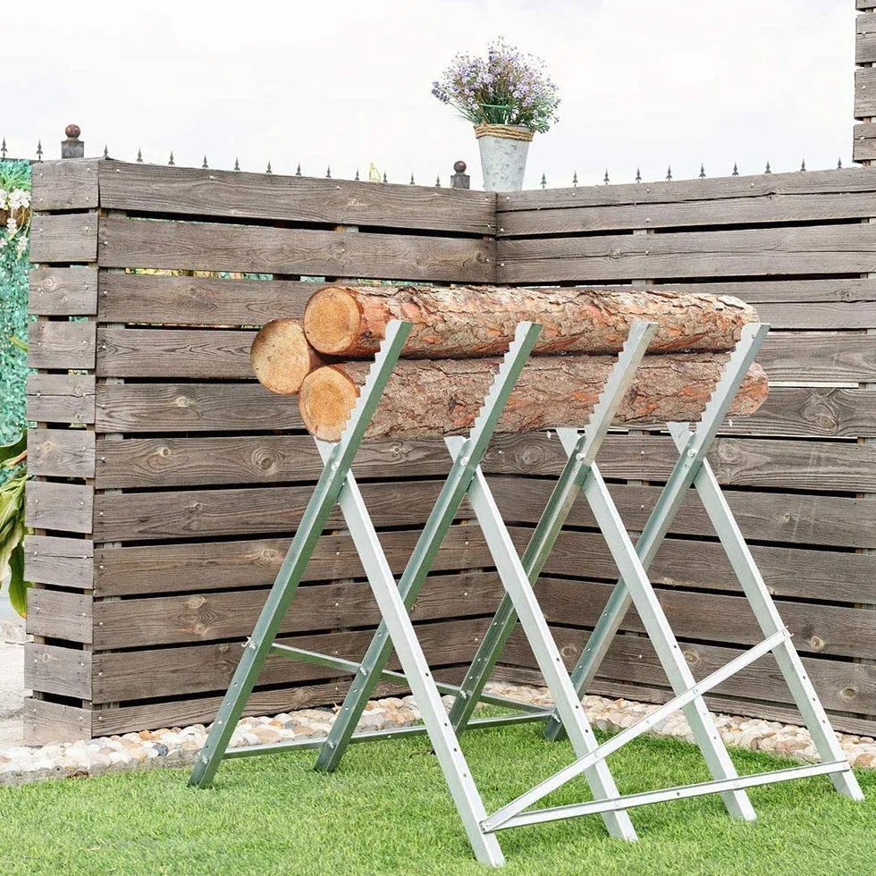 Caballete para Cortar Madera, Capacidad de 150 kg, Plegable de Metal, Dimensiones de 82 x 80,5 x 79 cm (Plata)