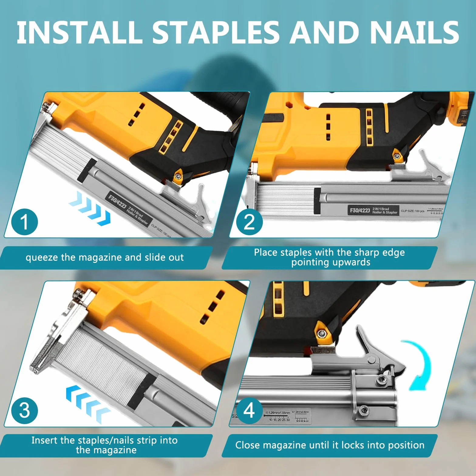 Pistola De Clavos Inalámbrica Para Batería Dewalt, Grapadora Clavadora 2 En 1, Grapadora Eléctrica De 18 GA Con 2000 Clavos/Grapas, Pistola De Grapas De Clavos 2 Modos Para Carpintería