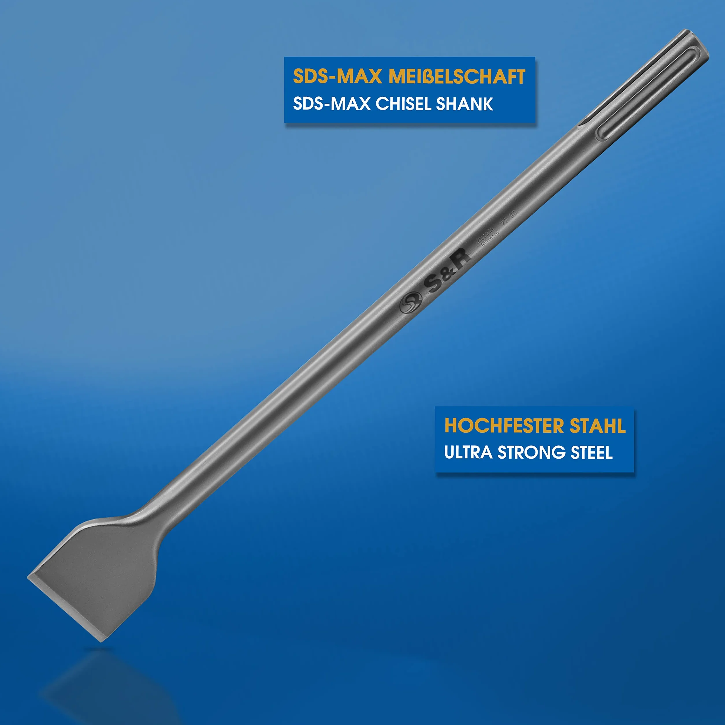 S&R Cincel SDS MAX Baldosas 400 x 50 mm Calidad Industrial. Concel ángulado MADE in GERMANY