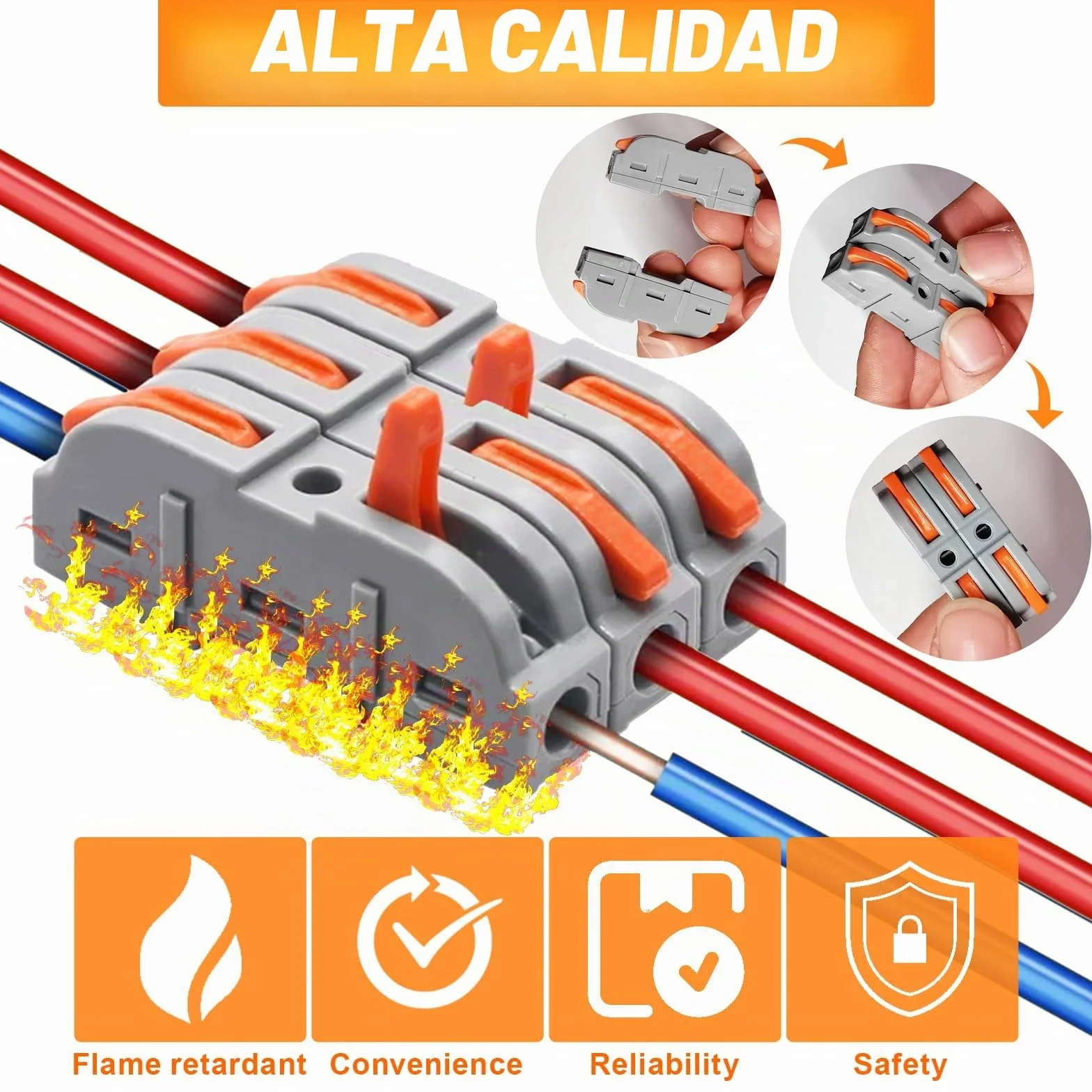 Conectores Electricos Rapidos SPL-1 Clemas Electricas con Palanca 28-12 AWG SPL1-5 Acoplamientos de cable 50 Piezas