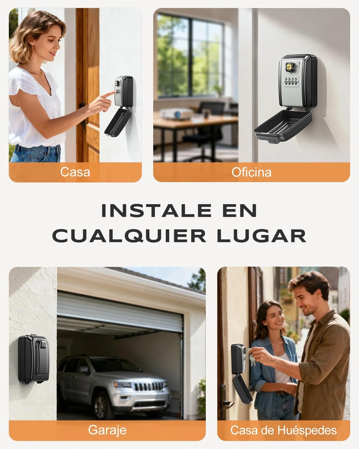Mohard Cajetin Llaves con Codigo, Caja Llaves Pared de Seguridad con Llave Reconfigurable y Combinación de 4 Dígitos, Caja Fuerte Llaves Exterior Impermeable & Gran Capacidad para Hogar Oficina Garaje