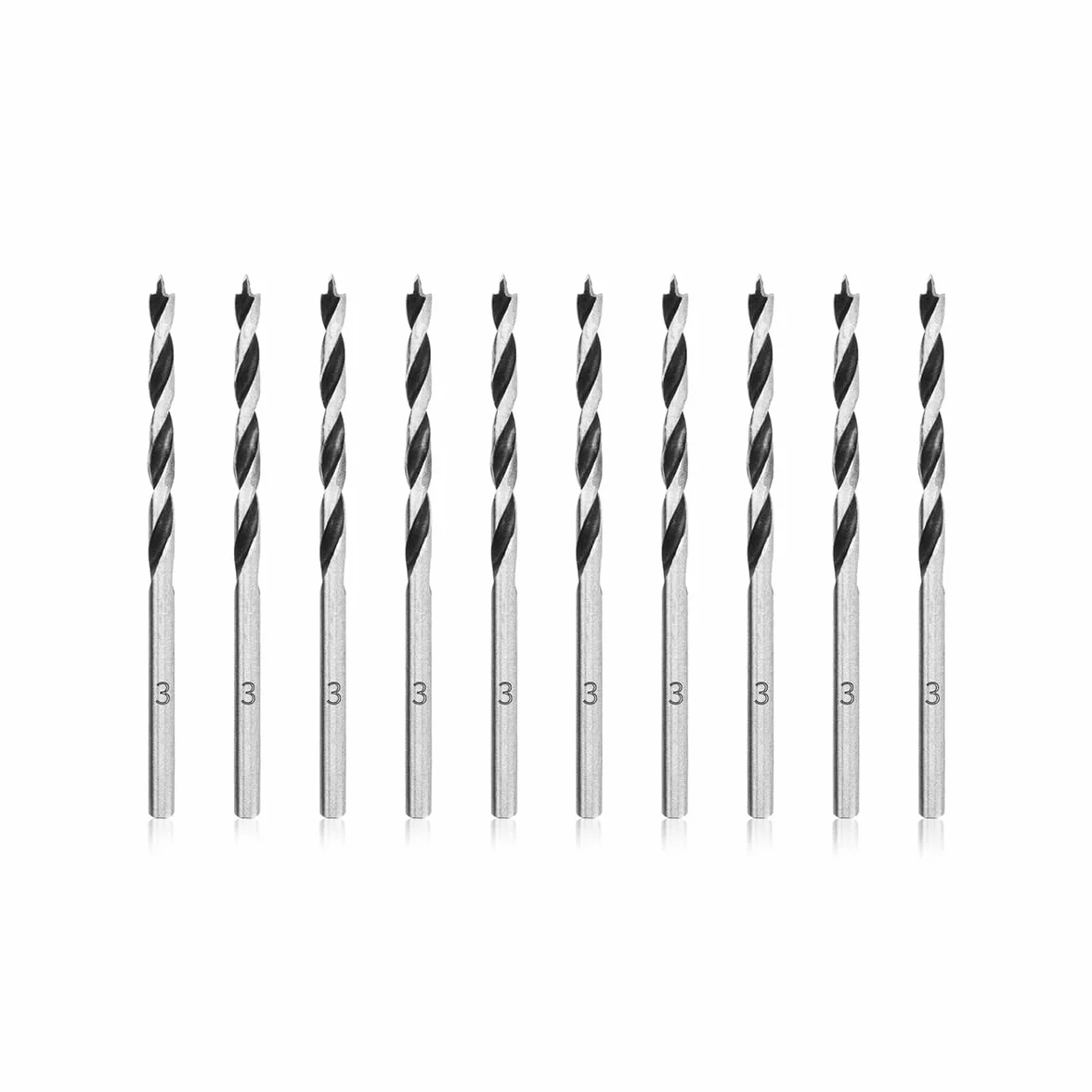 Brocas Madera, Meccion 3mm 10Pcs Professional Brad Point Brocas de Espiral para Madera