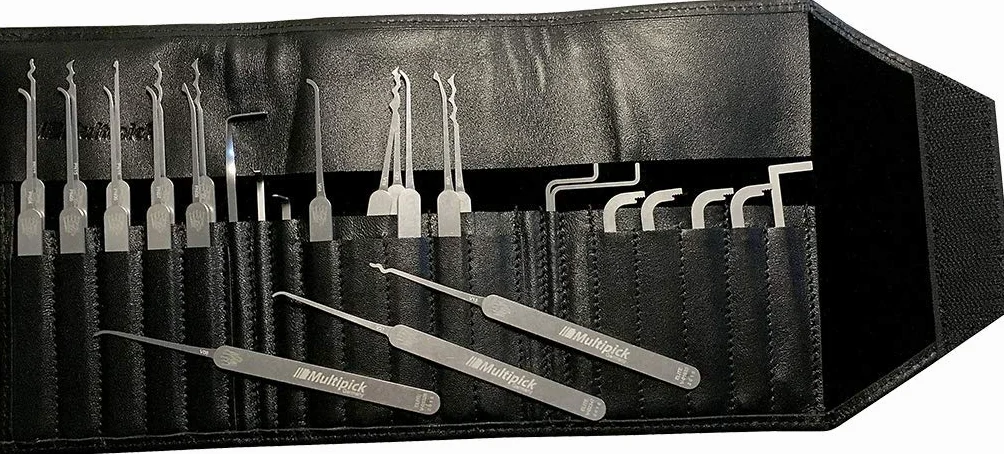 MULTIPICK ELITE 29 Set profesional de ganzúas [29 Piezas | 0,4 + 0,6 mm] Made in Germany - Ganzua Lockpicking - Kit cerrajero para abrir puertas - Herramienta - Accesorios cerraduras - Lockpick