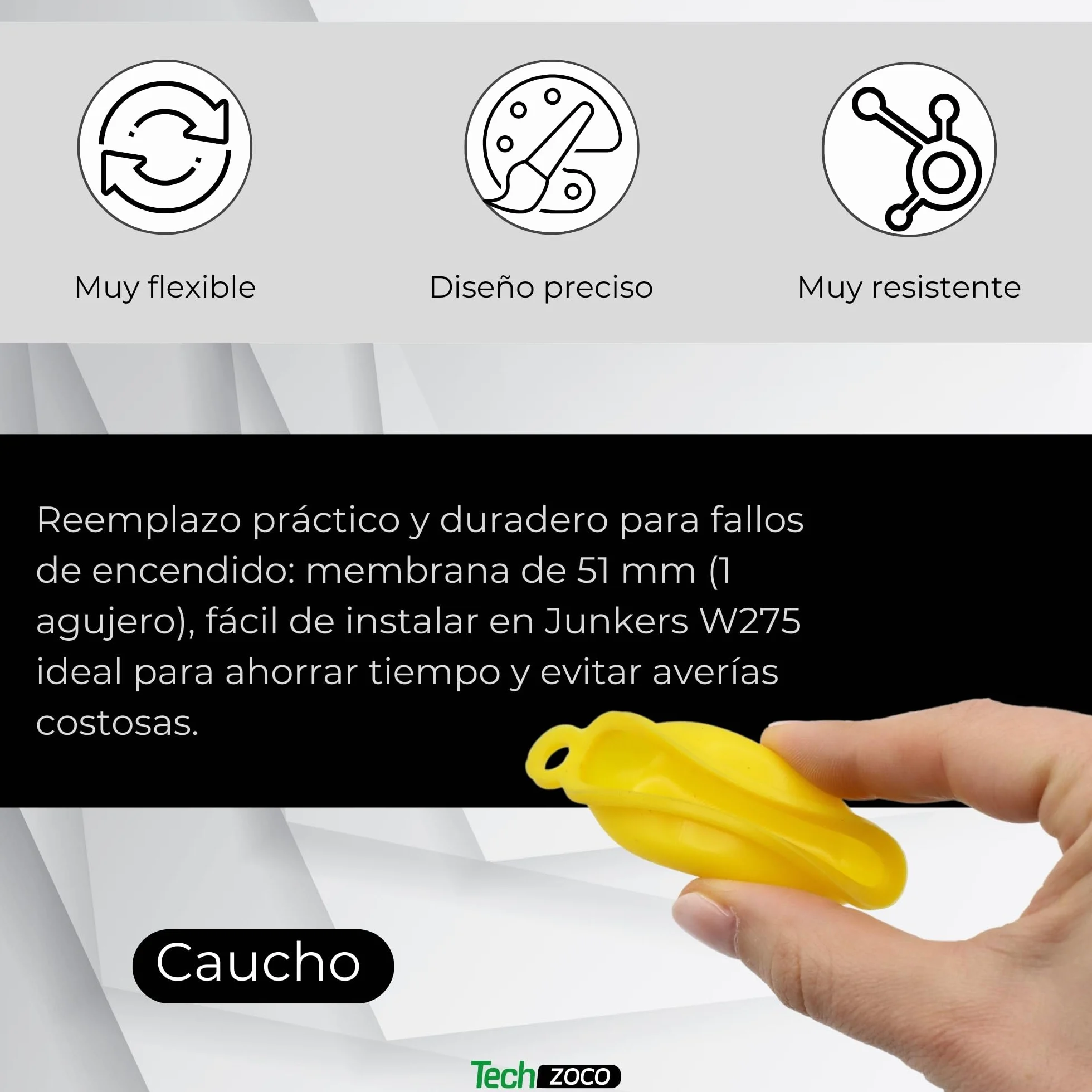 CHEFZOCO Membrana Calentador de Agua, Membrana Calentador de Gas, membrana de válvula hidráulica, Código original 700503050=8700503100, Diámetro 51 mm, 1 Agujero, Compatible con Junkers W275