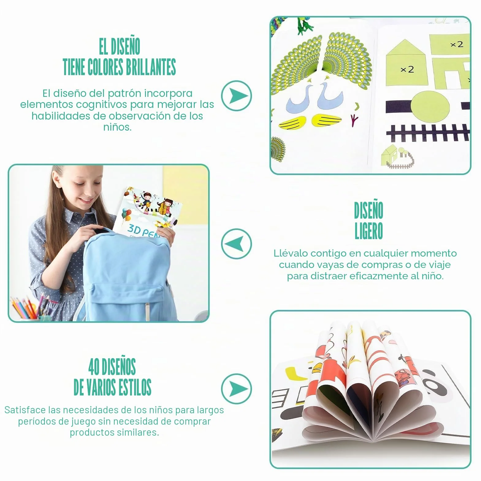 Plantillas de bolígrafo 3D reutilizables con 40 patrones, libro de dibujo con impresión 3D, tablero de copia de plástico transparente, regalo de bricolaje creativo