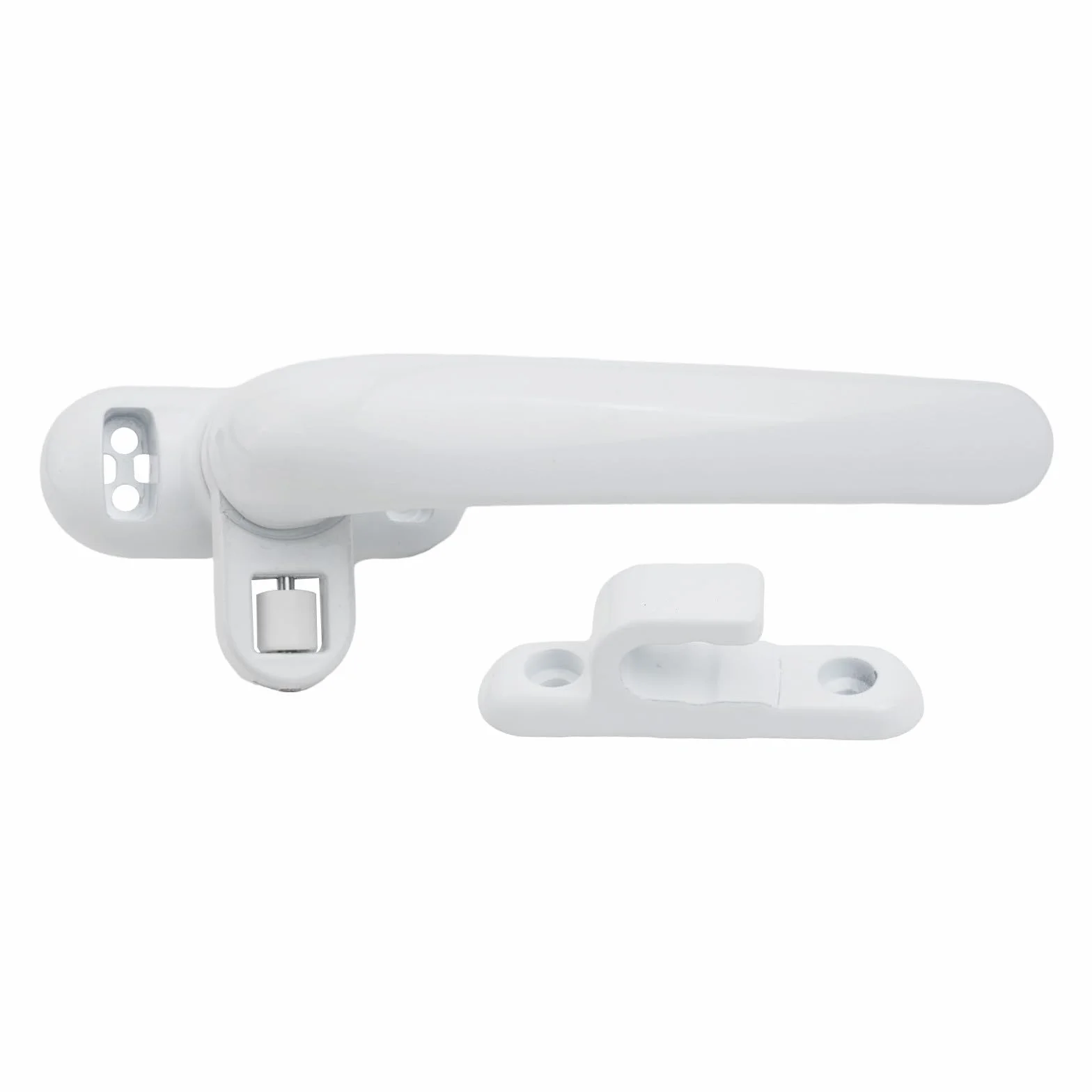 Manija de aleación de aluminio para puertas y ventanas, manija de puerta antirrobo con mecanismo de bloqueo seguro, agarre cómodo plano, fácil instalación (blanco derecho)