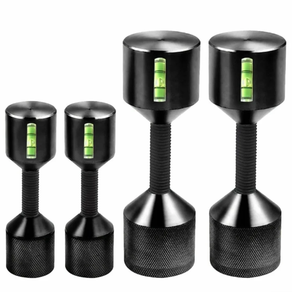 Juego de pasadores de posicionamiento de dos agujeros de brida de aluminio con nivel integrado para alineación de tuberías de 1-1/8 pulgadas degradado de agujero rojo negro (negro, 4 piezas)