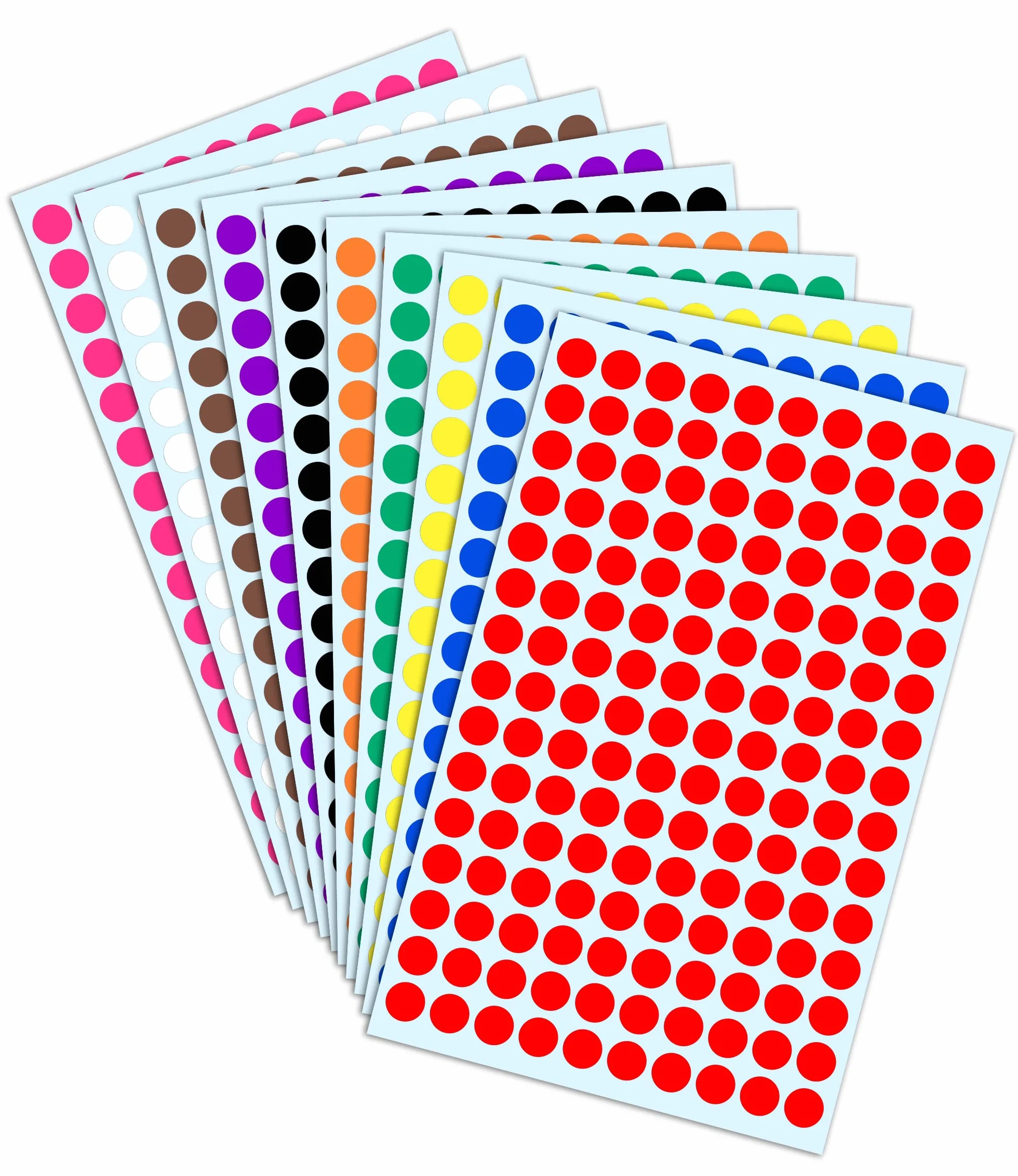 Gomets Colores Surtidos 10mm Pegatinas Redondo Adhesivos Pack 3000 10 Colores