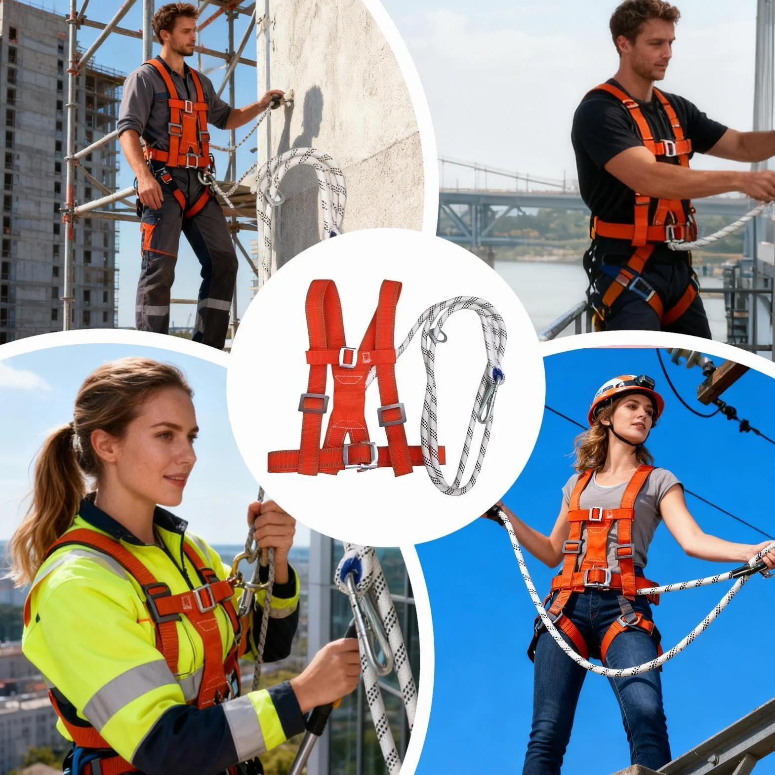 Arnés De Seguridad Para Techo, Absorción De Impactos Ajustable, Almohadilla De Cintura Engrosada