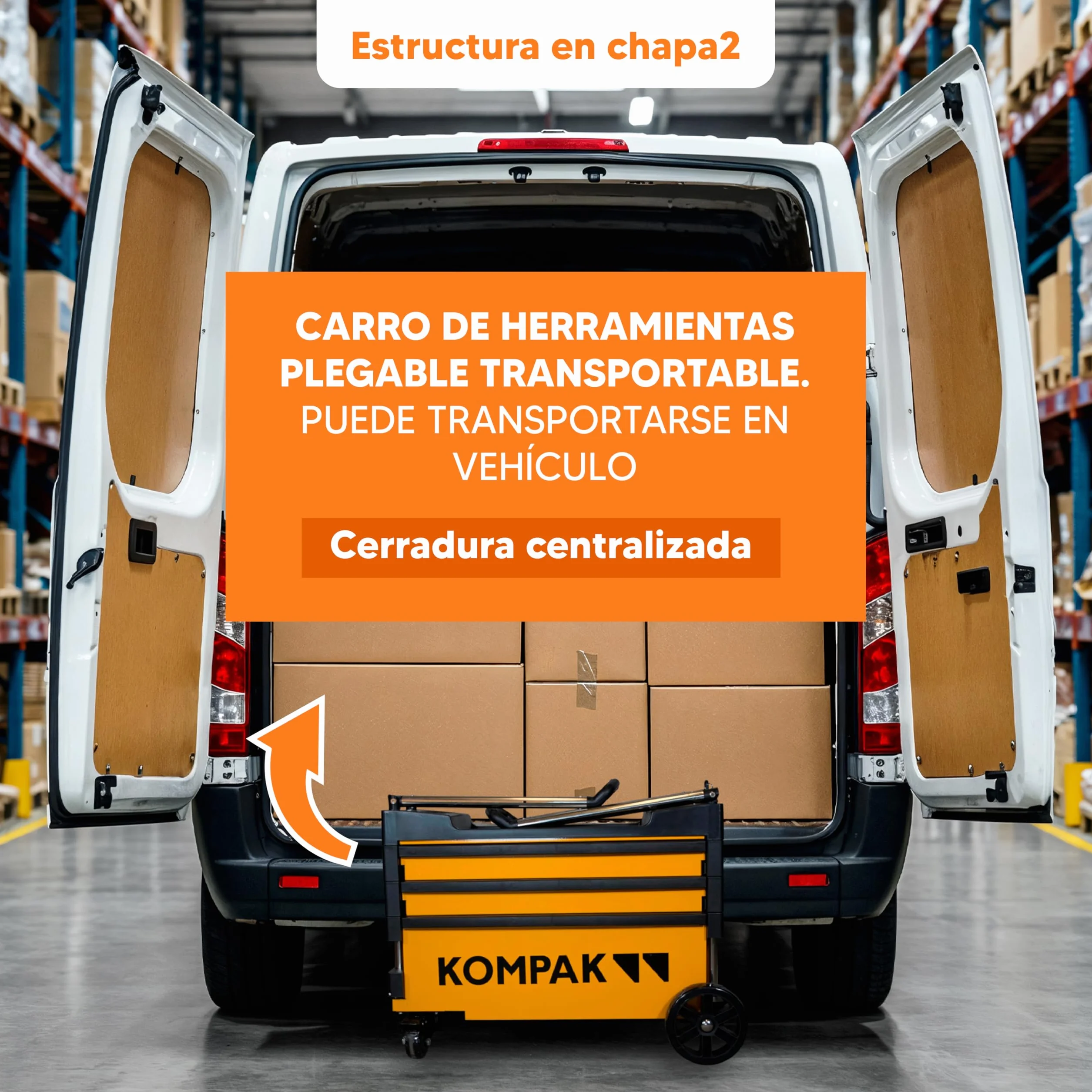 Kompak KP-KT01 Carro para Herramientas Plegable Transportable, amarillo y negro