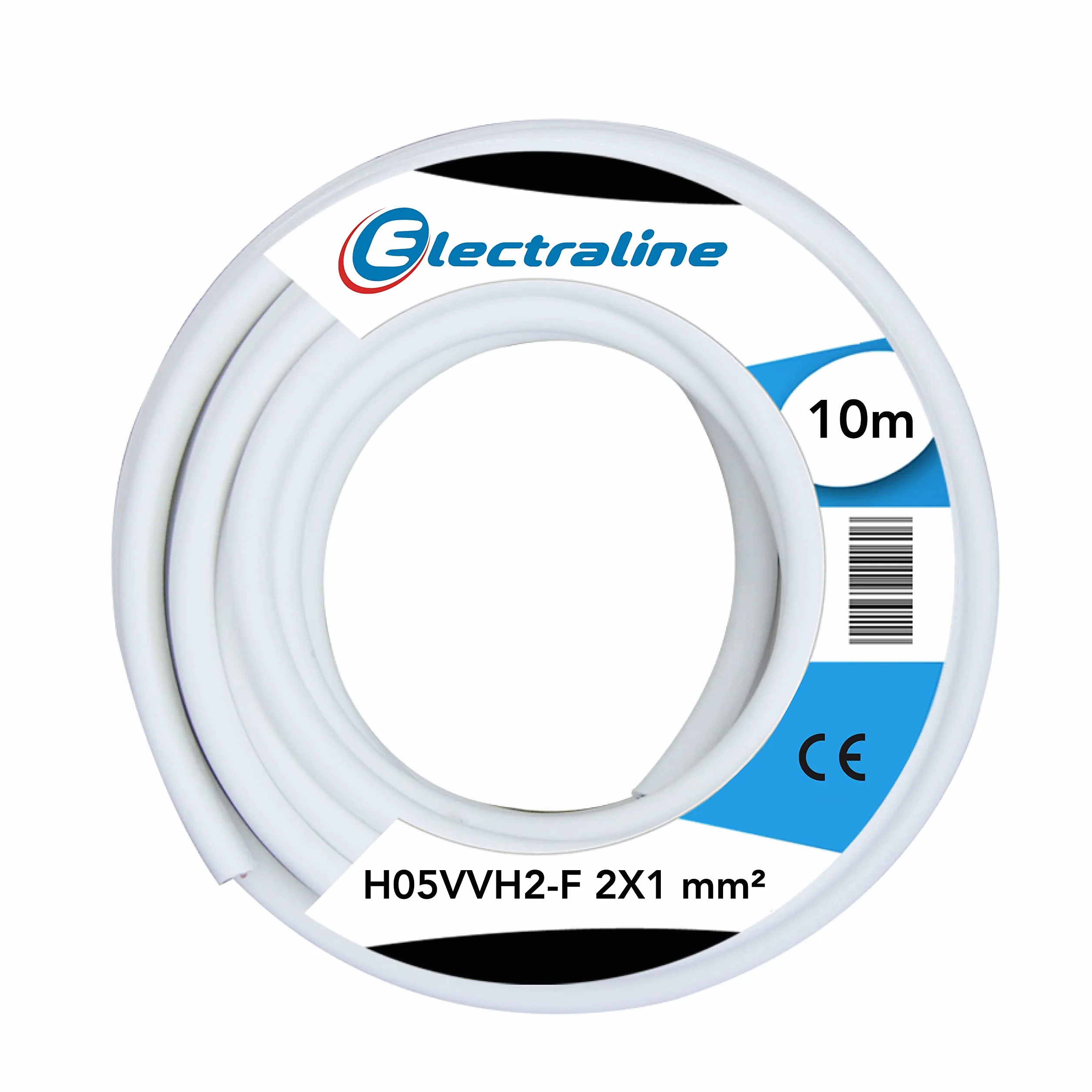 Electraline H05VVH2-F 2x1 mm 10 m Blanco Cable para Extensiones