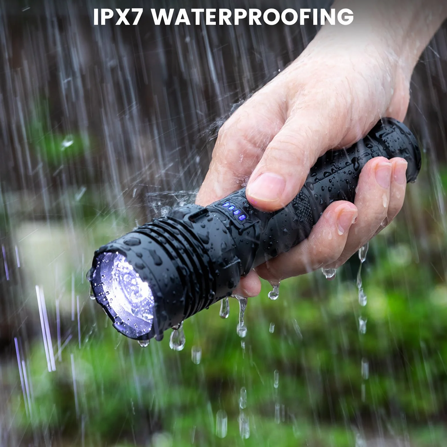 BEFAMALI Linternas recargables de alto lúmenes, 990,000 lúmenes, linterna súper brillante con 5 modos, resistente al agua, potente luz LED para el hogar, camping, senderismo (paquete de 2)