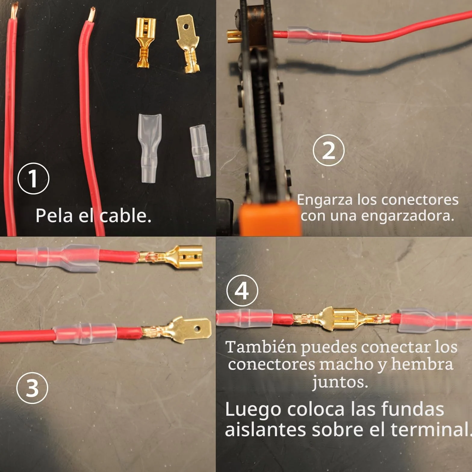 Conectores de Pala Macho y Hembra 2,8mm 4,8mm 6,3mm Aislados Terminales Faston 480pcs