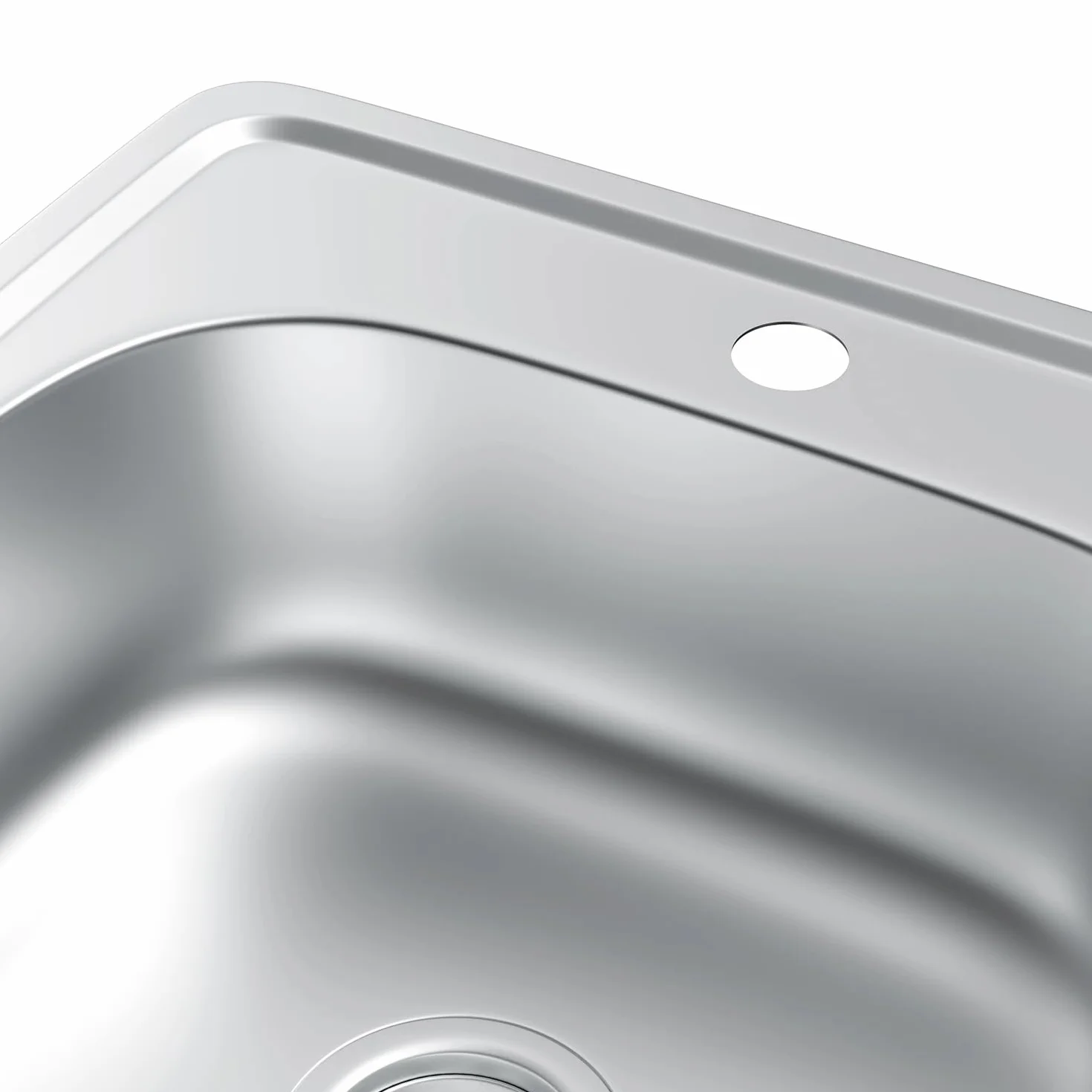 Fregadero de acero inoxidable, 1 lavabo, incluye sifón y orificio para grifo (48 * 48cm)