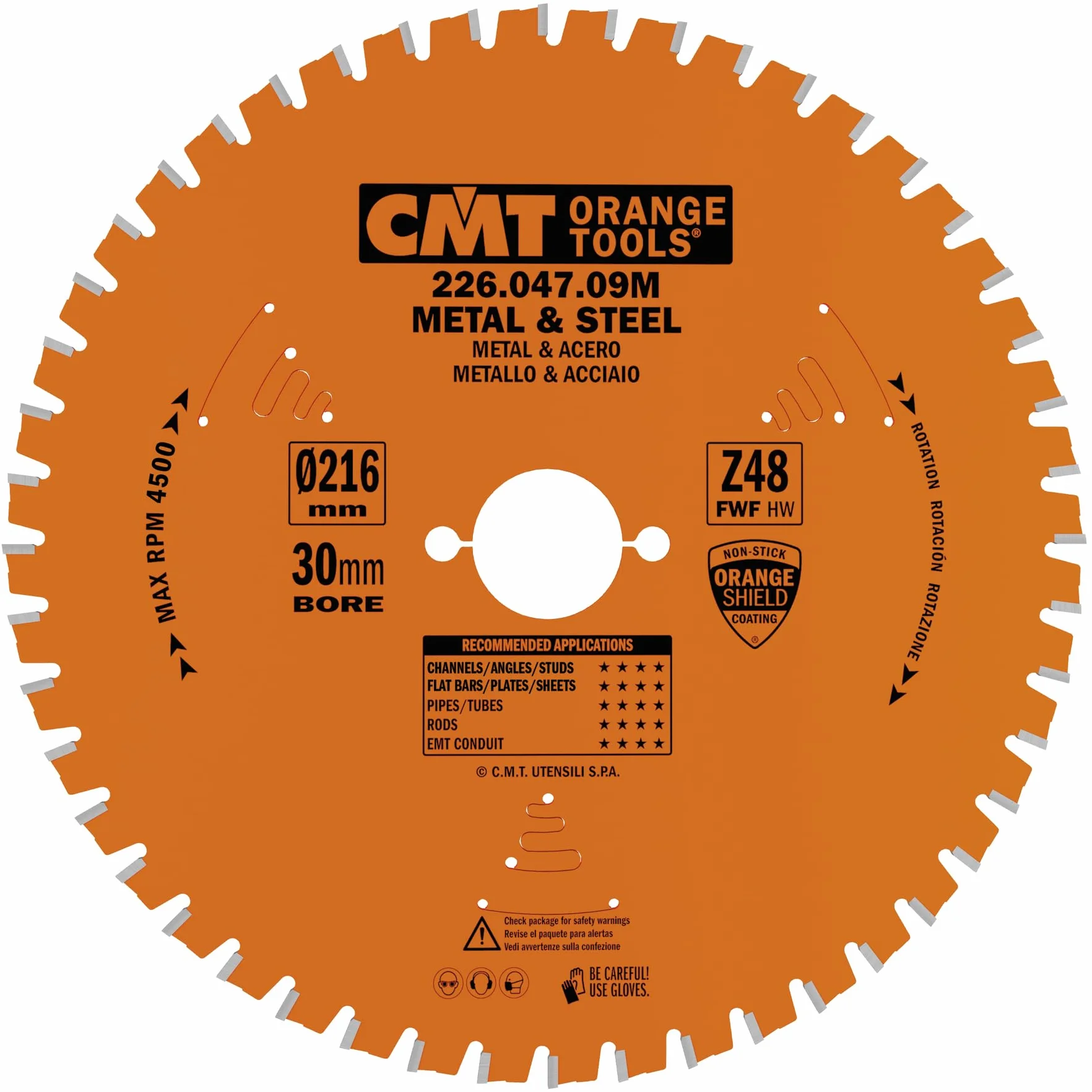 CMT Orange Tools 226.047.09M - Sierra circular para metales 216x2.2x30 z 48 fwf 8 grados
