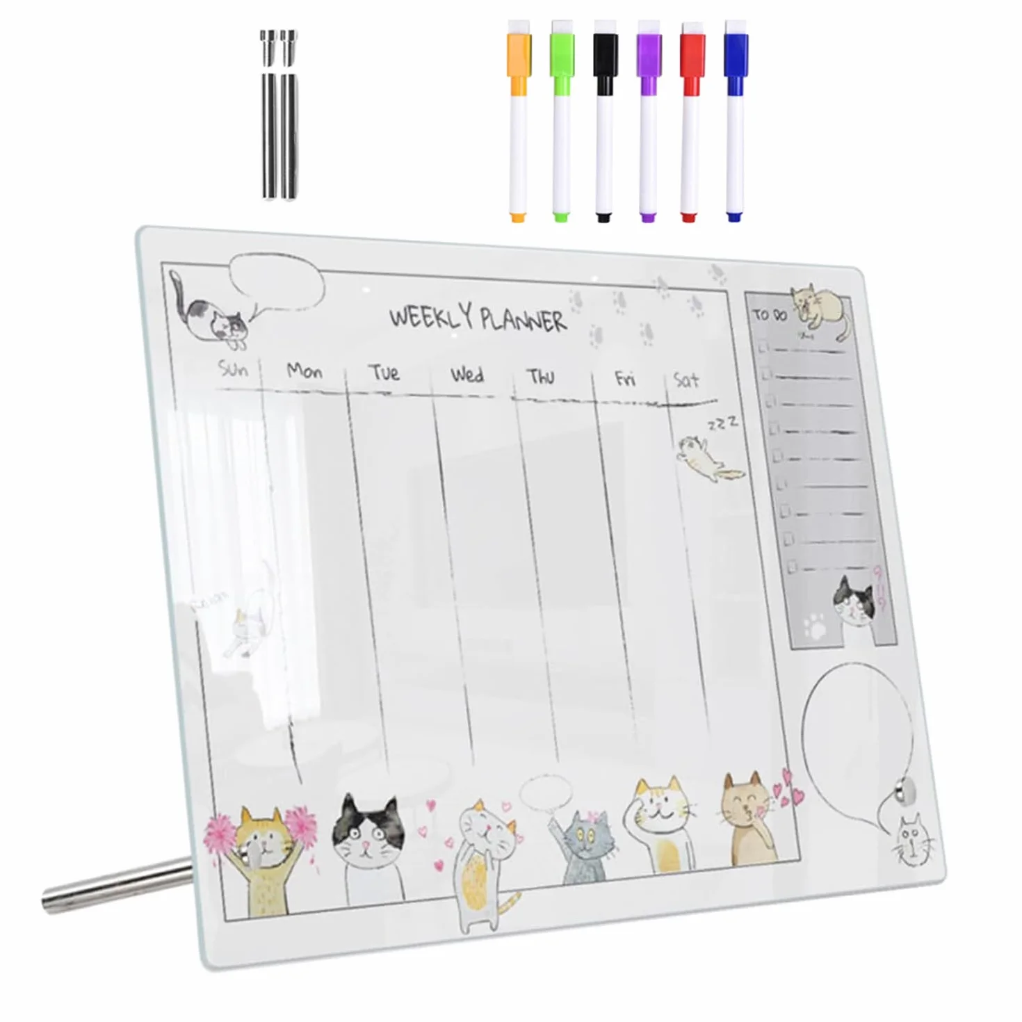 Borrable Organizador Semanal, Weekly Planner Acrílico para Escritorio, Tablón de Mensajes
