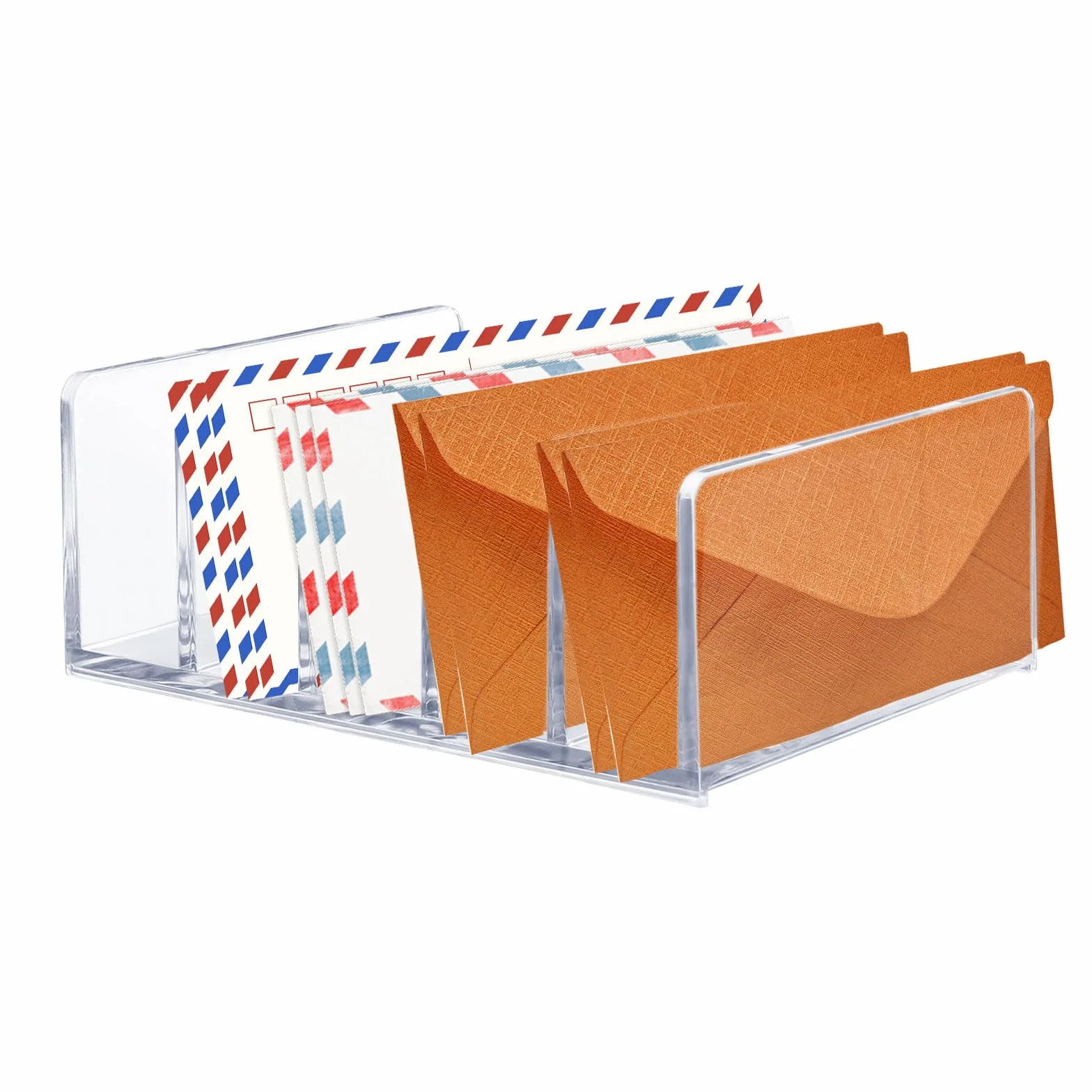 LELE LIFE Acrylic Mail Organizer 5 Compartments Desktop Office Home