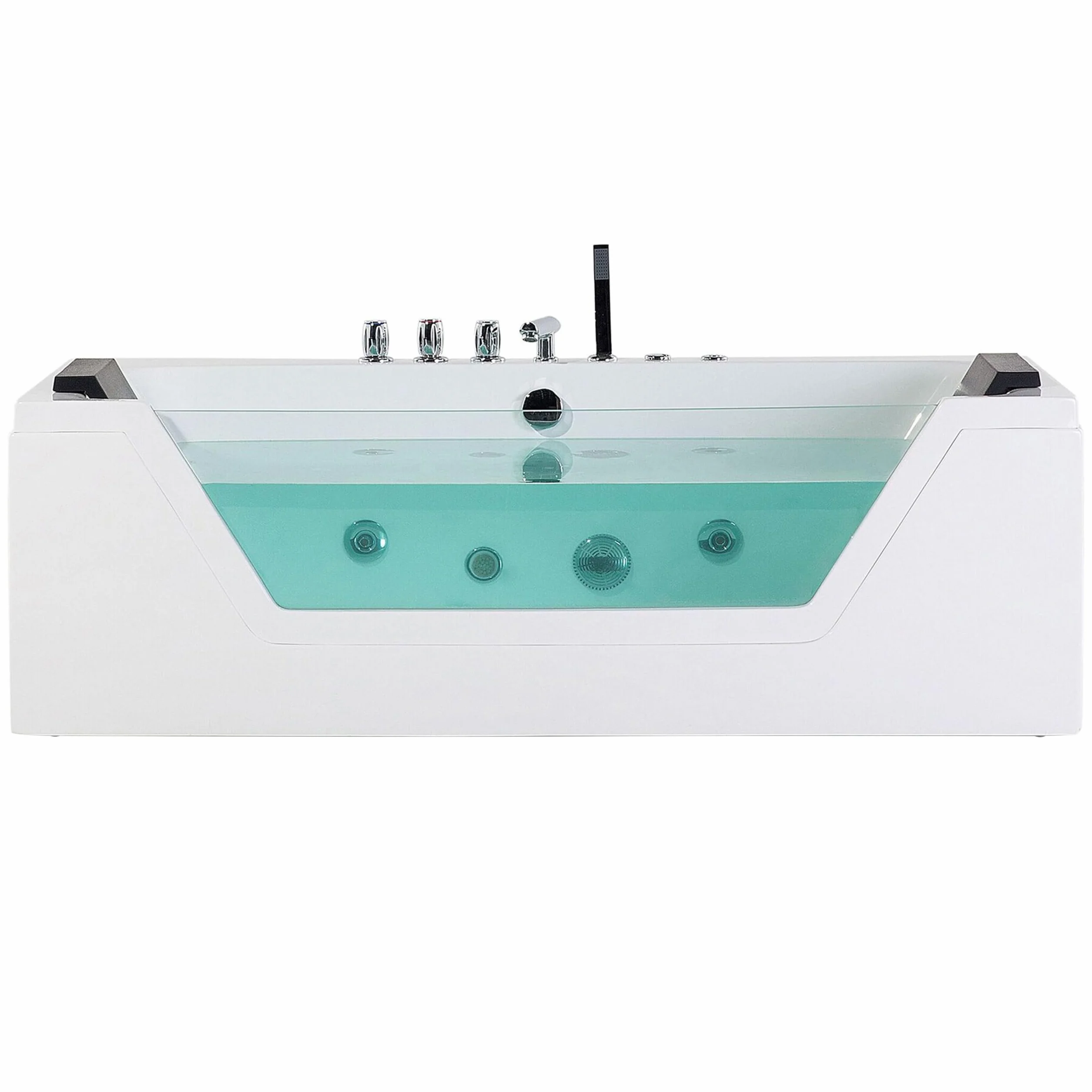 Bañera de hidromasaje blanco plata con LED de acrílico sanitario y vidrio individual 174 x 79 cm Samana