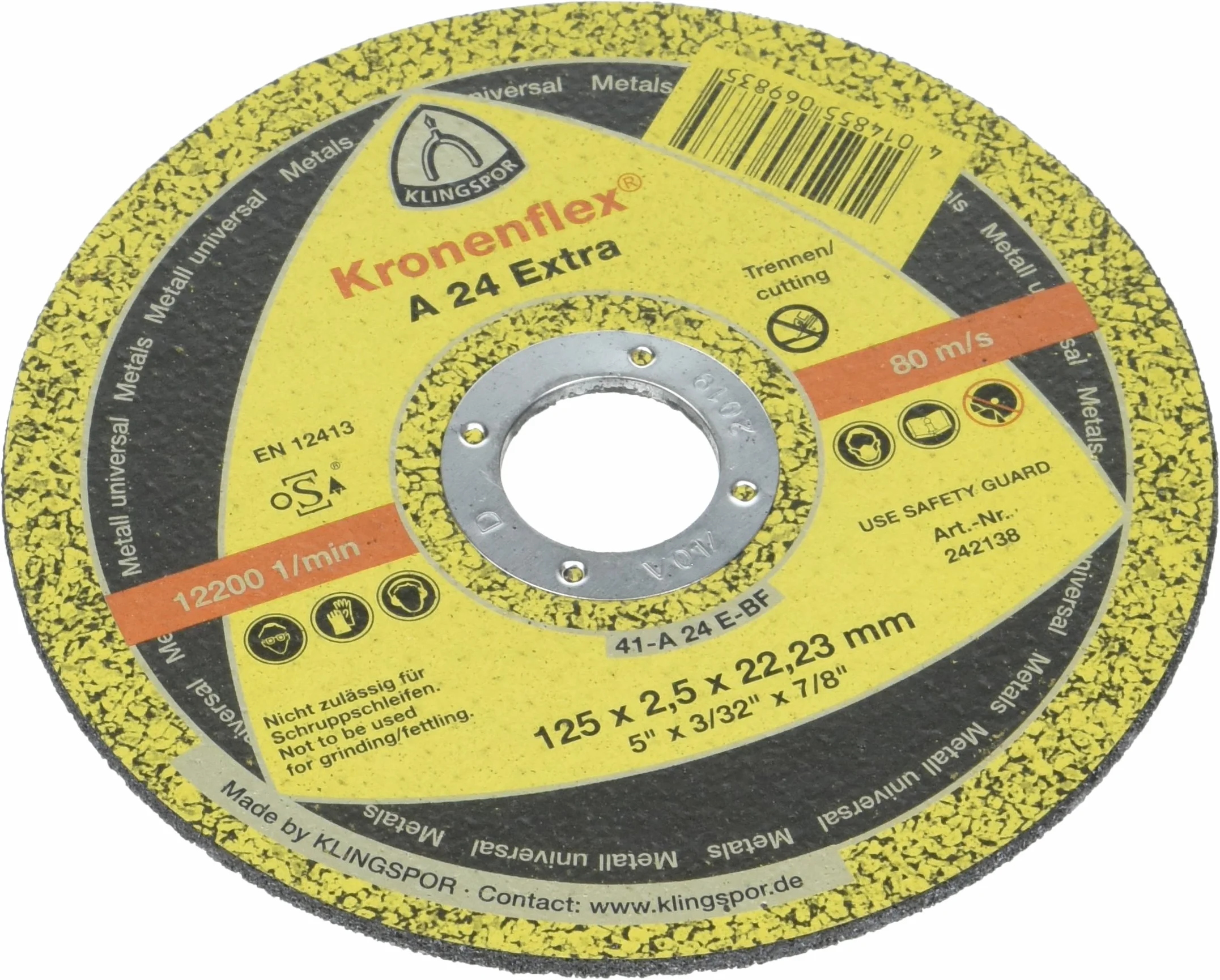 A 24 EX - Disco de tronzar metal, paquete de 25 unidades