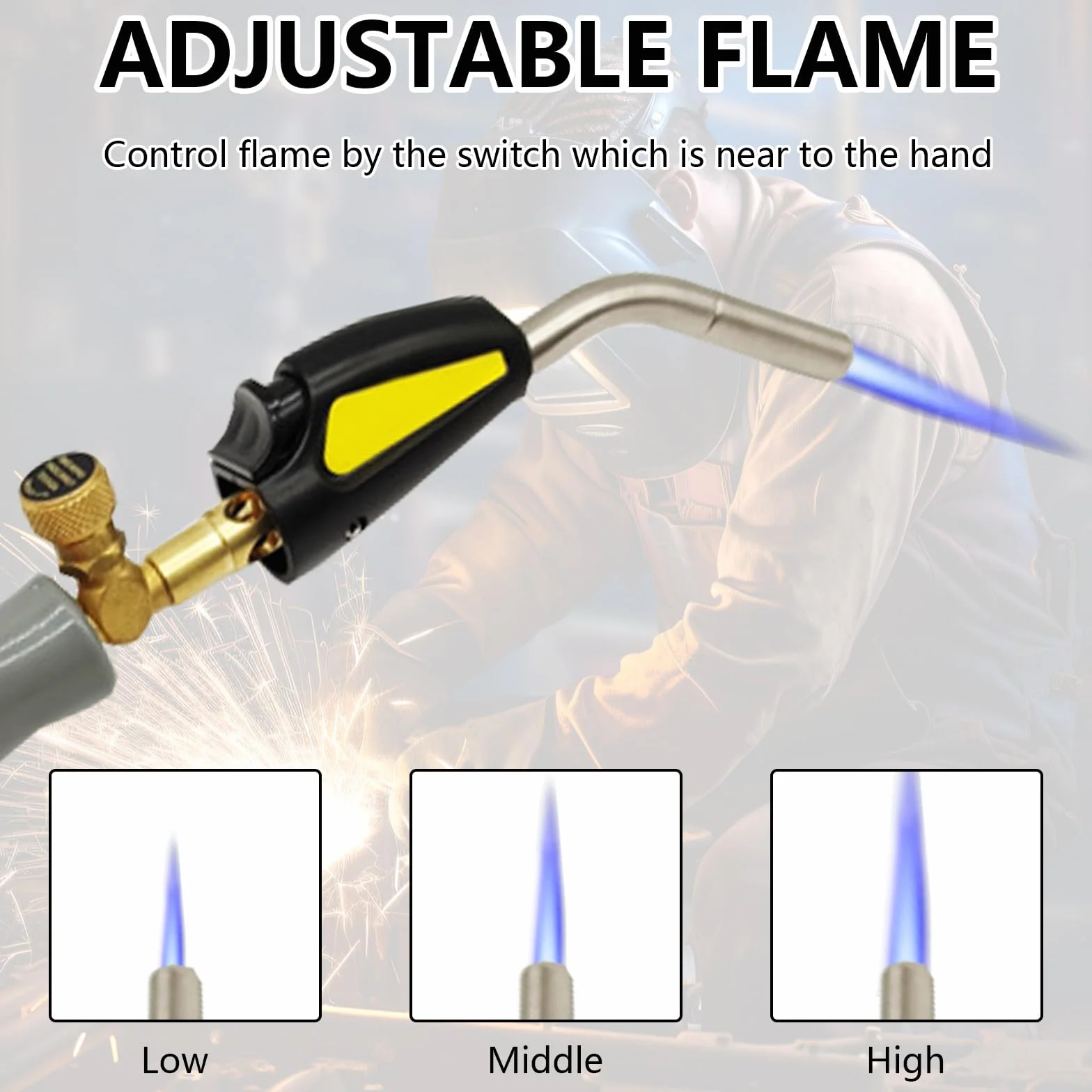 Antorcha de Soldadura para Cilindro de Propano, Antorcha de Propano MAPP con Manguera de 1,5 m Interfaz CGA600 para Soldadura, Encendido y Barbacoa
