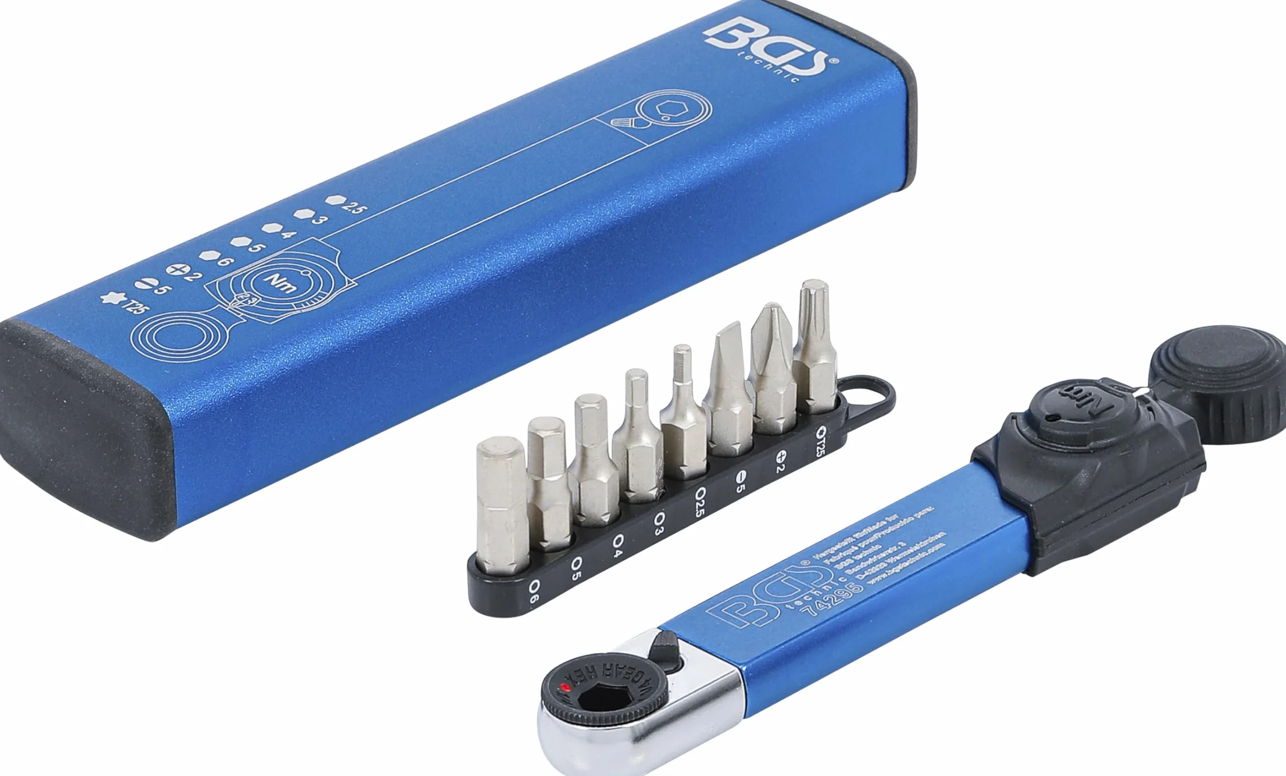 BGS 74295 | Llave dinamométrica | hexágono interior 6,3 mm (1/4") | 2-10 Nm | con juego de puntas | 9 piezas