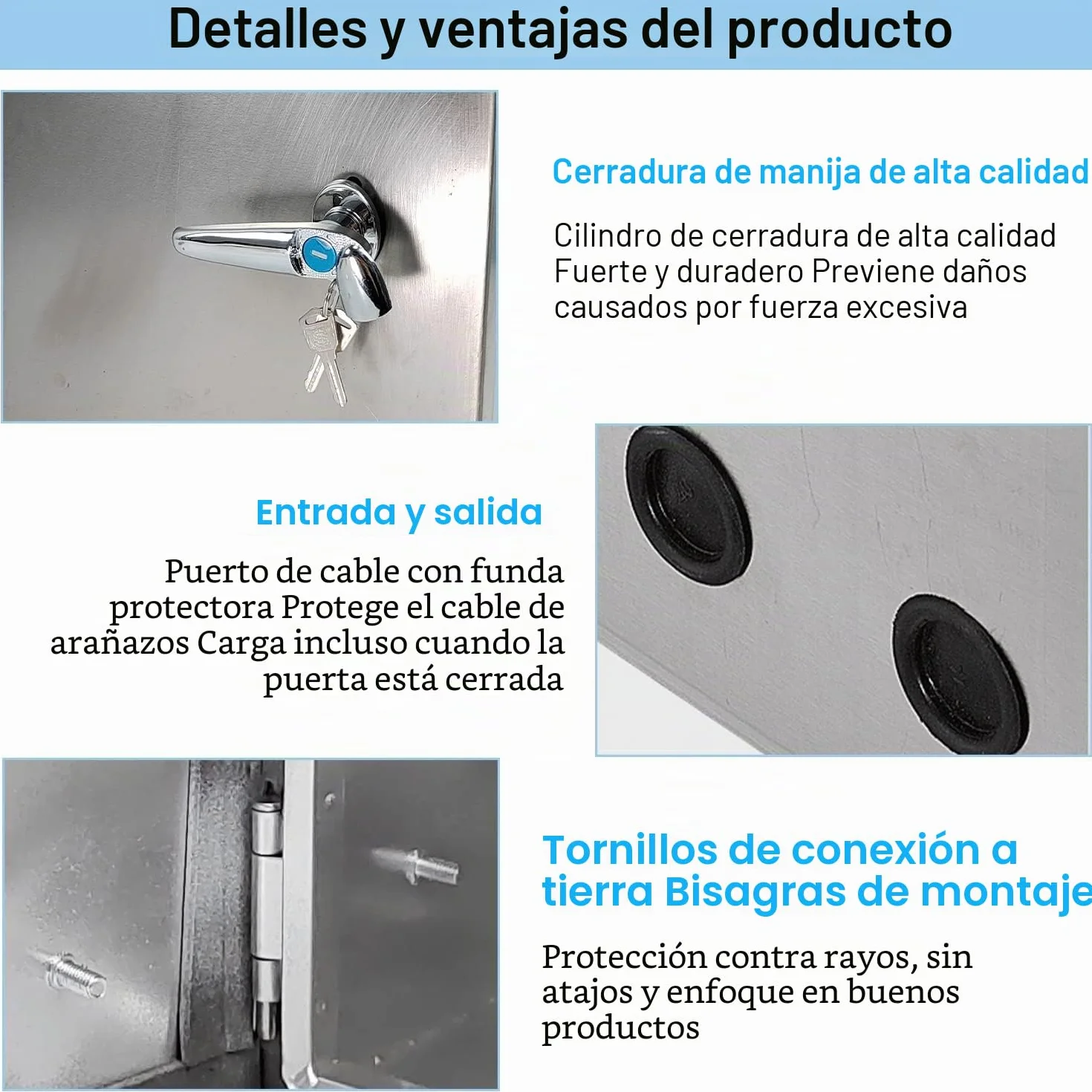 Caja Estanca Exterior Electrica de Acero Inoxidable, Caja Cuadro Electrico Superficie, Montaje en la Pared, Distribucion Electrica Armario, Incluye Cerradura (400x300x180 mm)