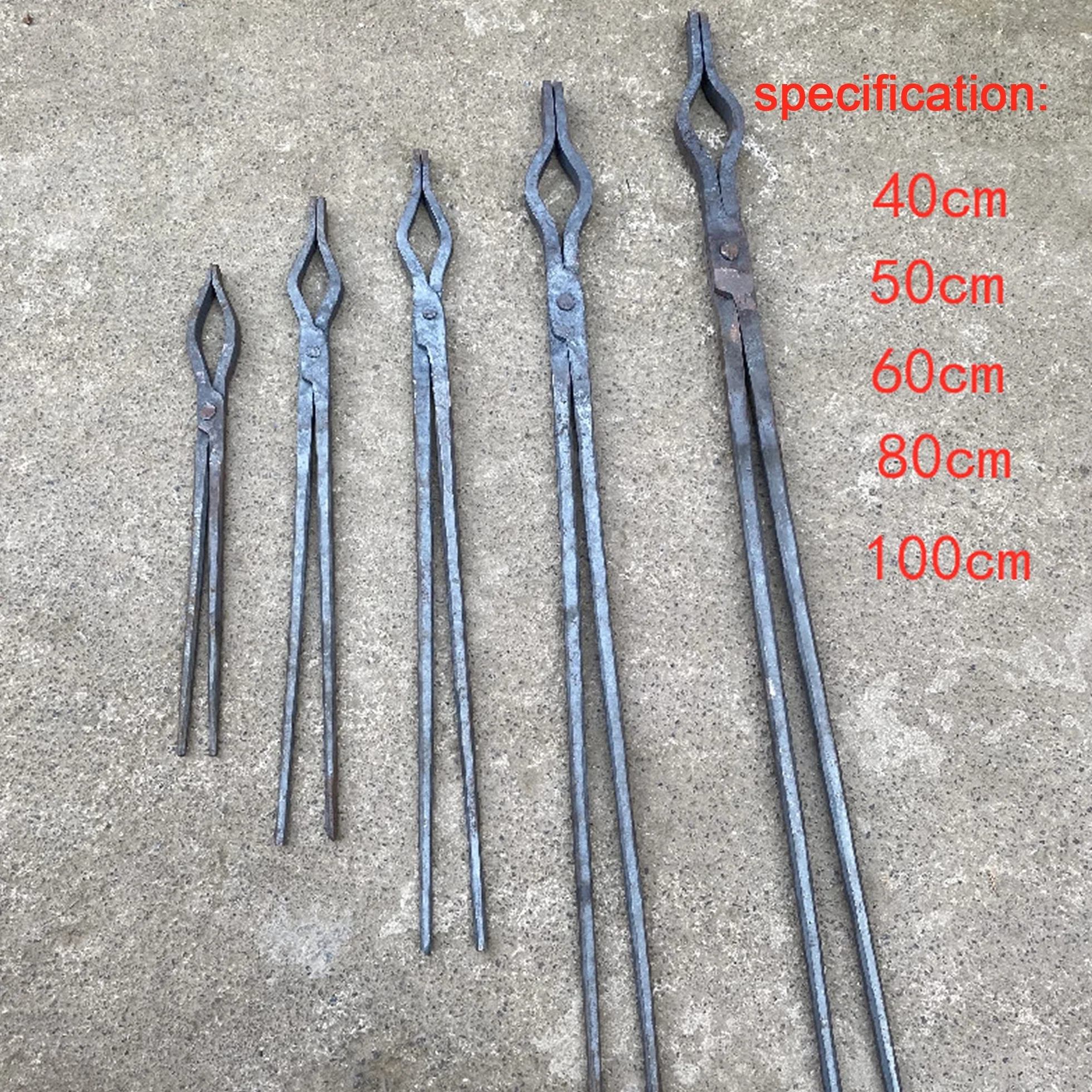 Tenaza de forja Pinzas de herrero Pinzas planas Pinzas de herrero de nariz redonda Tenaza de forja de 40-100cm para Anvil Ingeniero Herrero Forja,50cm