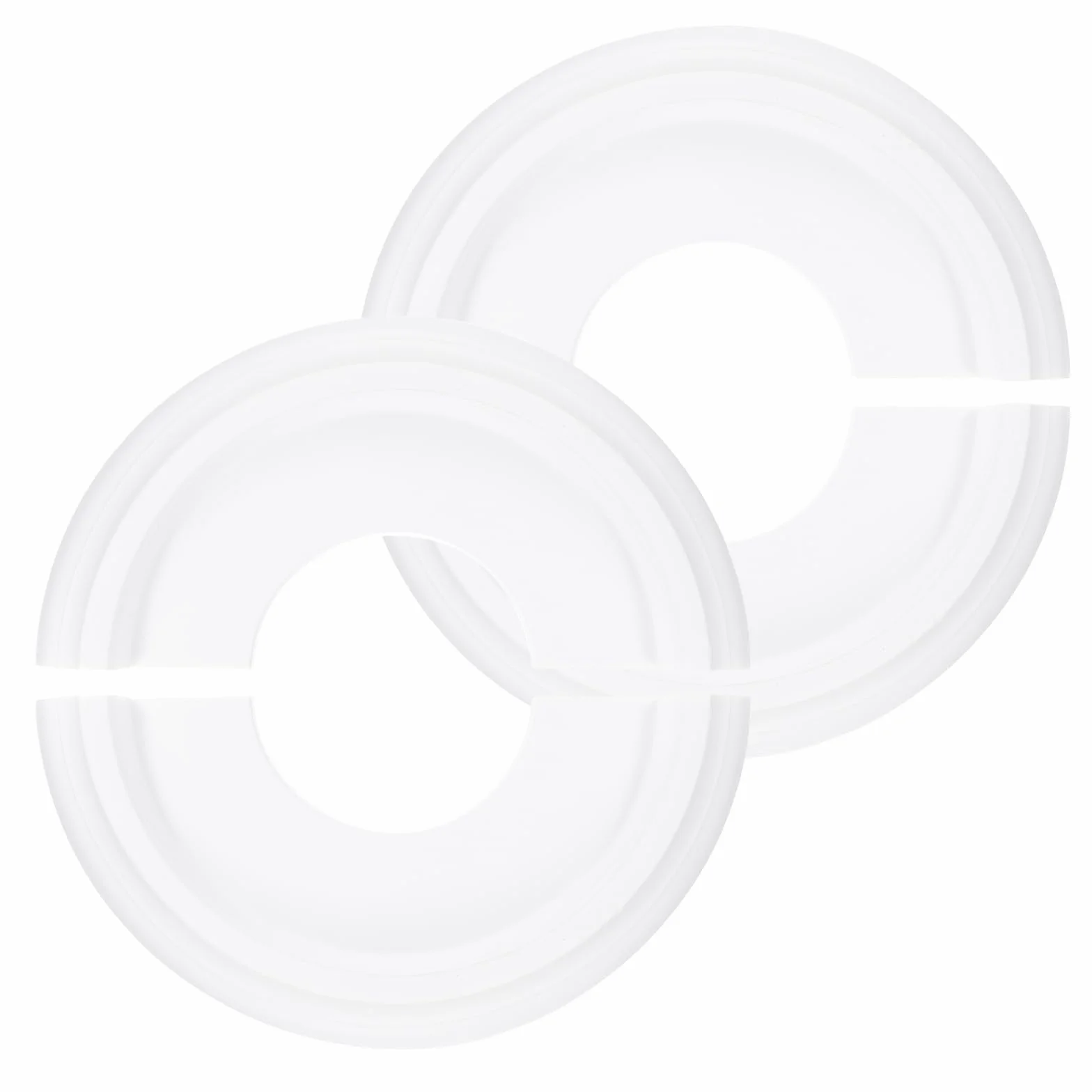PATIKIL 2pcs Medallones de Techo, 25x10cm Rosetón de Estuco de Espuma PU Placa de Cubierta Medallón de Araña para Techo Ventilador Pared Lámpara, Estilo Clásico Dividido, Blanco