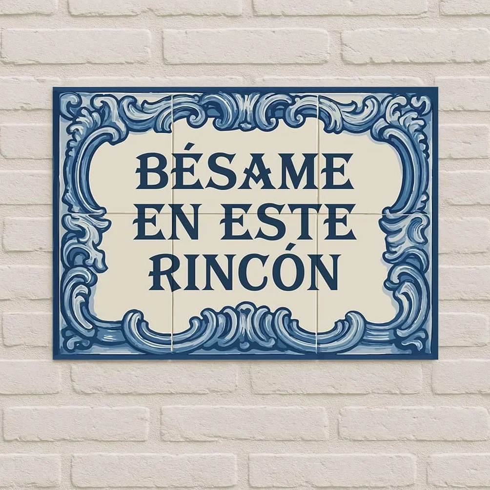 Azulejo personalizado estilo andaluz con texto 30x20 - Diseño 1, cerámica