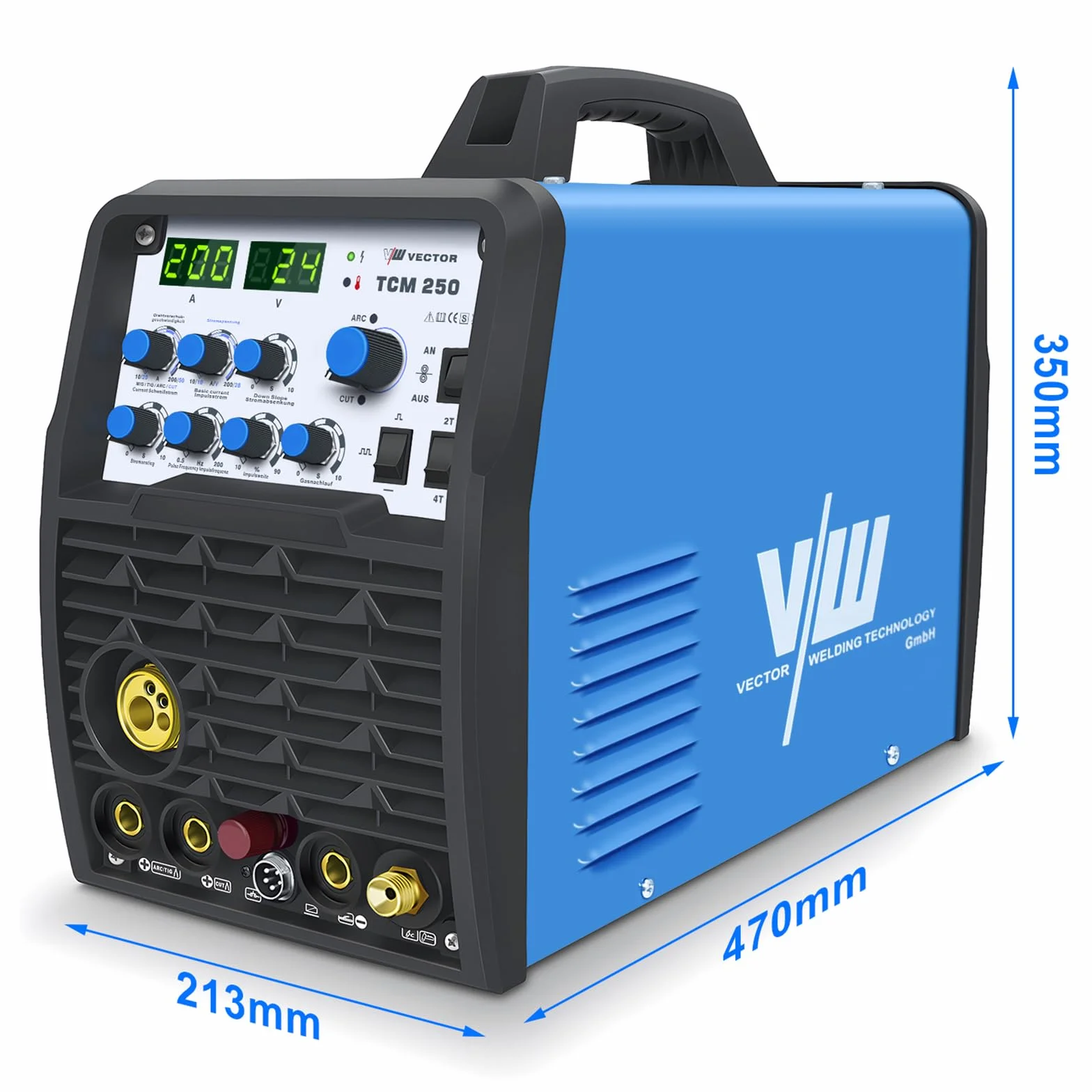 SET de soldadora combinada 4 en 1 TCM250 - MIG/MAG, TIG, MMA y corte por plasma (200A) con accesorios, inversor IGBT - set completo para profesionales y aficionados al bricolaje