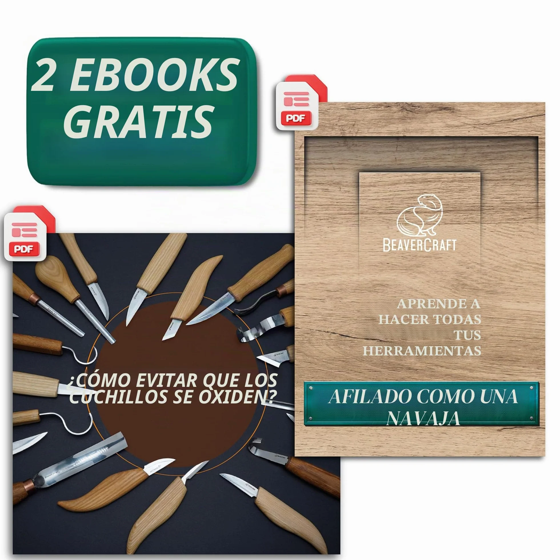 BeaverCraft S15 Kit Cuchillos Tallado Madera – Sloyd Detalle, Correa Cuero, Compuesto Pulido
