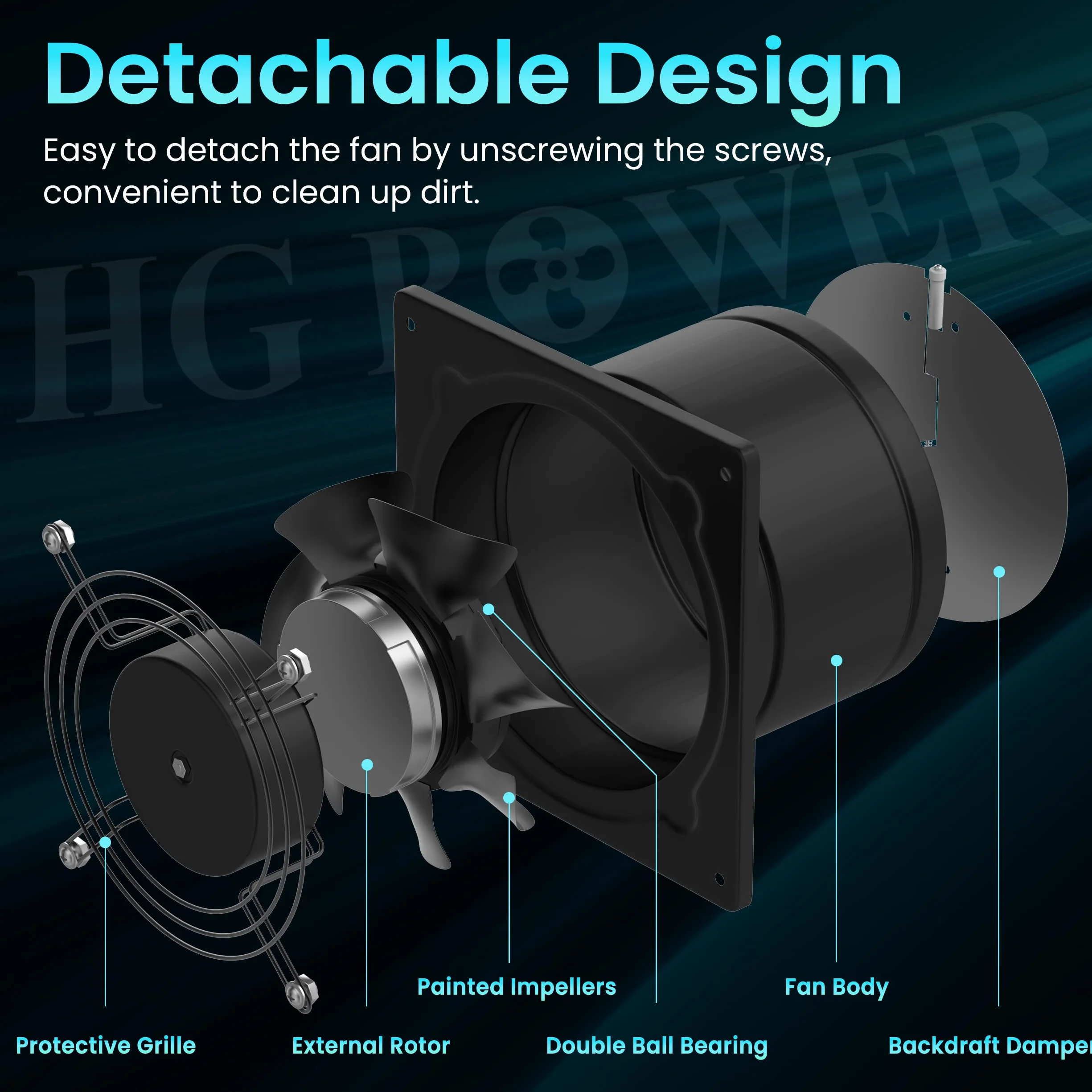 Extractor de aire 150mm HG Power Baño Silencioso Clapeta Antirretorno Regulador Velocidad Negro