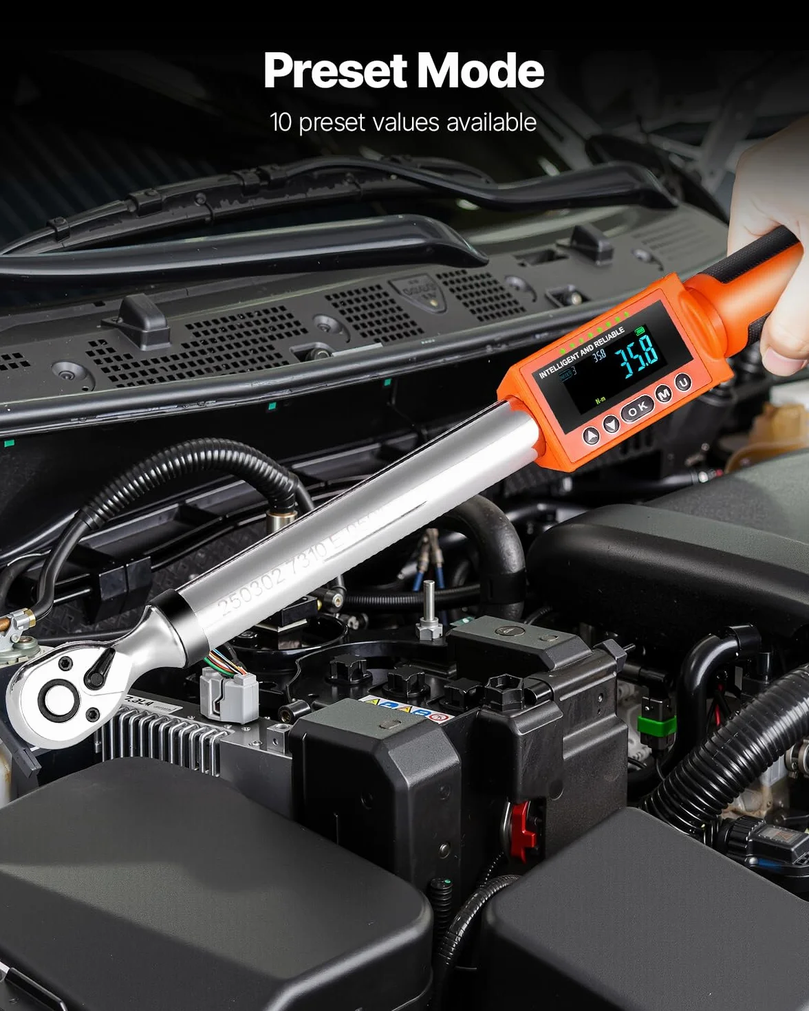 VEVOR 2 PCS Juego de Llaves Dinamométricas Digitales Accionamiento de 1/2" y 3/8" 72 Dientes ±2% de Precisión Llave Dinamométrica Electrónica con Valor Preestablecido, Zumbador y Notificación LED
