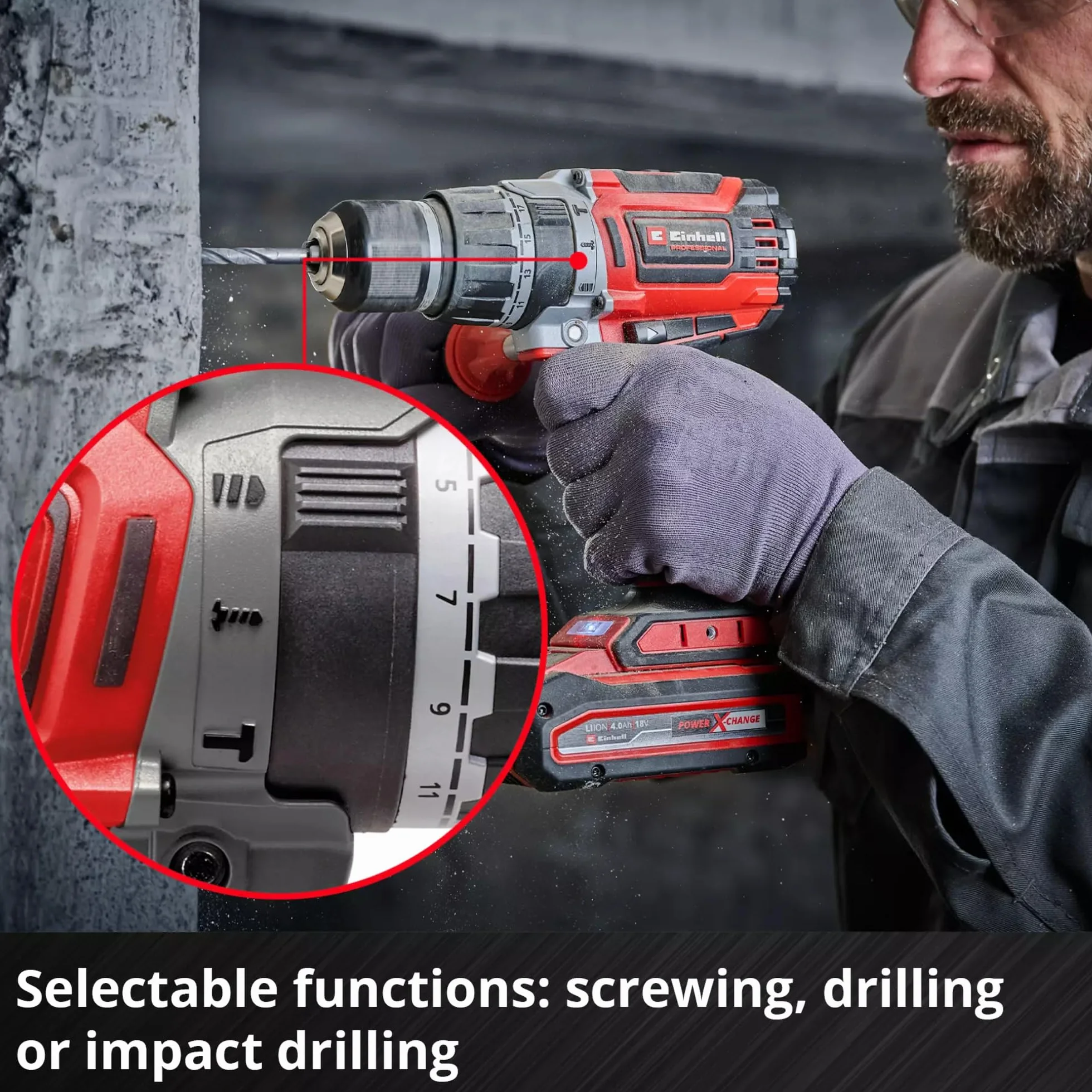 Einhell Professional Taladro percutor con batería TP-CD 18/70 Li-i BL-Solo Power X-Change (18 V, sin escobillas, 70 Nm, func. de perfor. por percusión, portabrocas de 13 mm, 2 velocidad, sin batería)