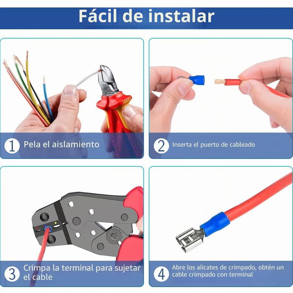 Flintronic 350 piezas Juego de Terminales Eléctricos,【0.5-6mm²】Terminales Eléctricos Aislada Macho/Hembra, Conector Cables Electricos con caja de surtido, para Industria electricistas Sistema…