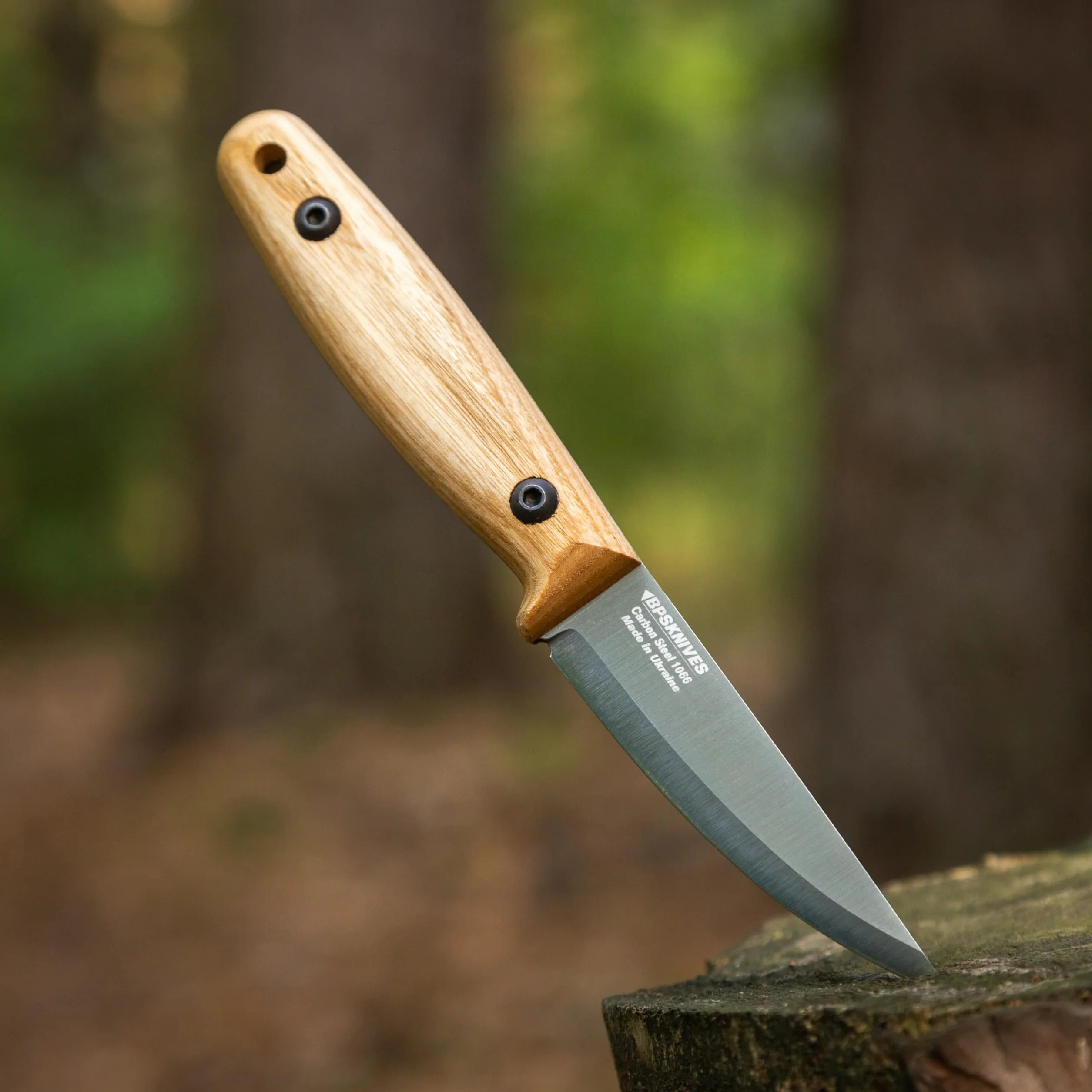 BPSKNIVES Finn Lite - Cuchillo Puukko - Cuchillo de hoja fija de acero al carbono con funda de cuero - Cuchillo pequeño de espiga completa - Cuchillos de campamento - Cuchillo de campamento escandina
