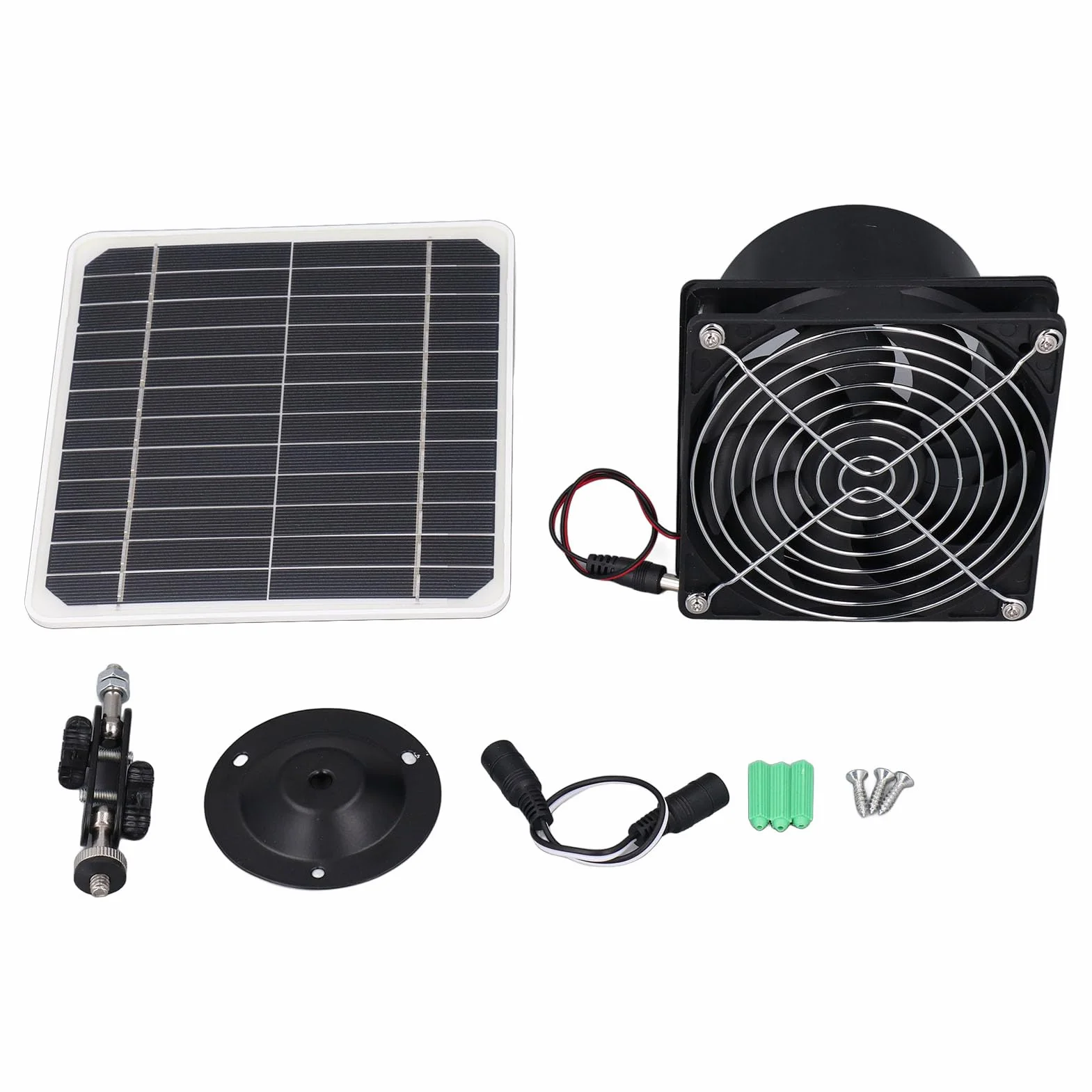 Kit de Ventilador de Ventilación Solar con Panel de 50 W, 12 V, Extractor de Techo de 6,5 Pulgadas para Invernadero, Gallinero, Cobertizo, Edificios Al Aire Libre, Recintos para Mascotas