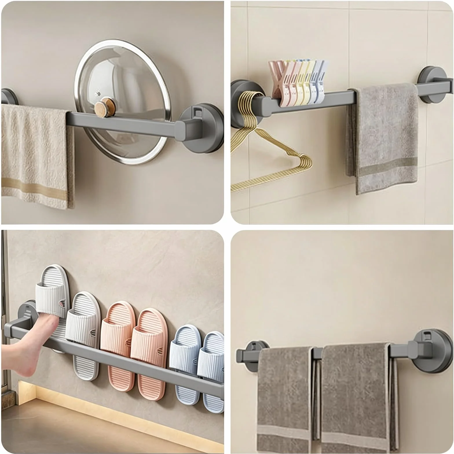 Toallero Ventosa, Toalleros de Baño Sin Taladro, Colgador Toalla Baño, Toallero Ducha, Toallero de Mano Extraíble y Resistente para Baño, Puerta, Ducha y Accesorios de Cocina