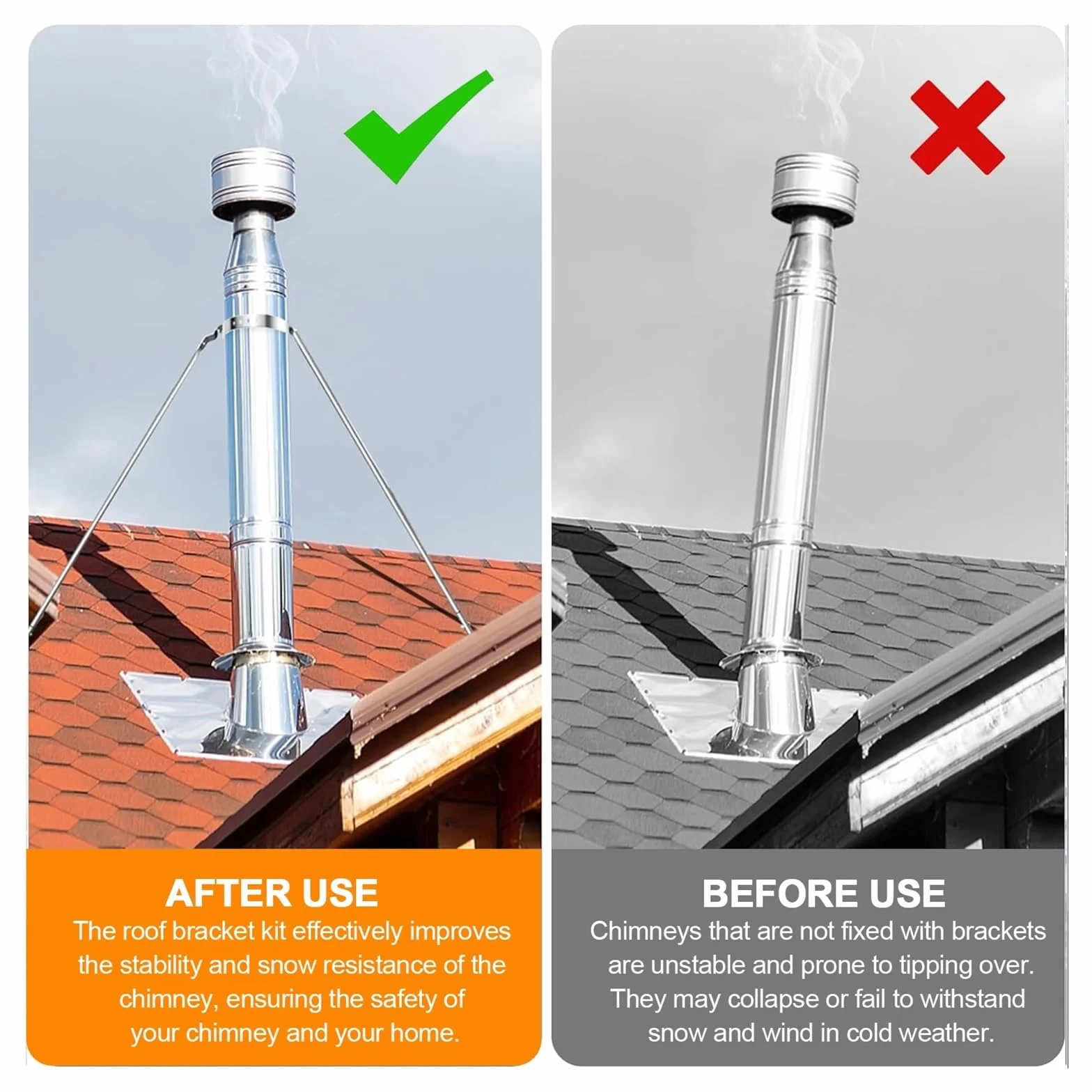 Soporte de tubo de chimenea for estabilidad contra el viento, soporte de pared universal extendido for estufas de leña en lofts o cabañas de troncos(Hoop Dia 10"(250mm))