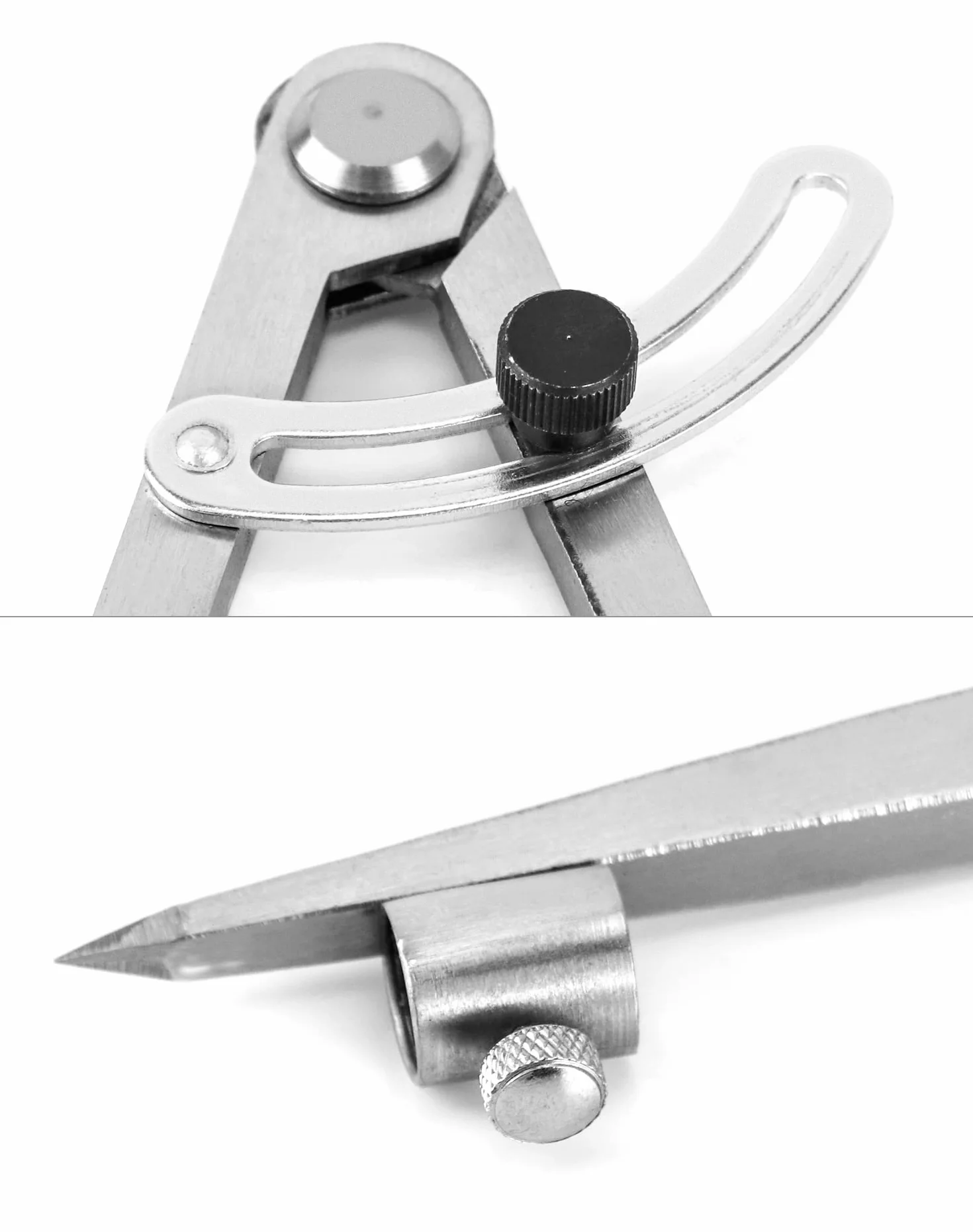 QWORK Divisor de Ala de Marcado de 200 mm, Brújulas de cuero con portalápices para geometría, dibujo