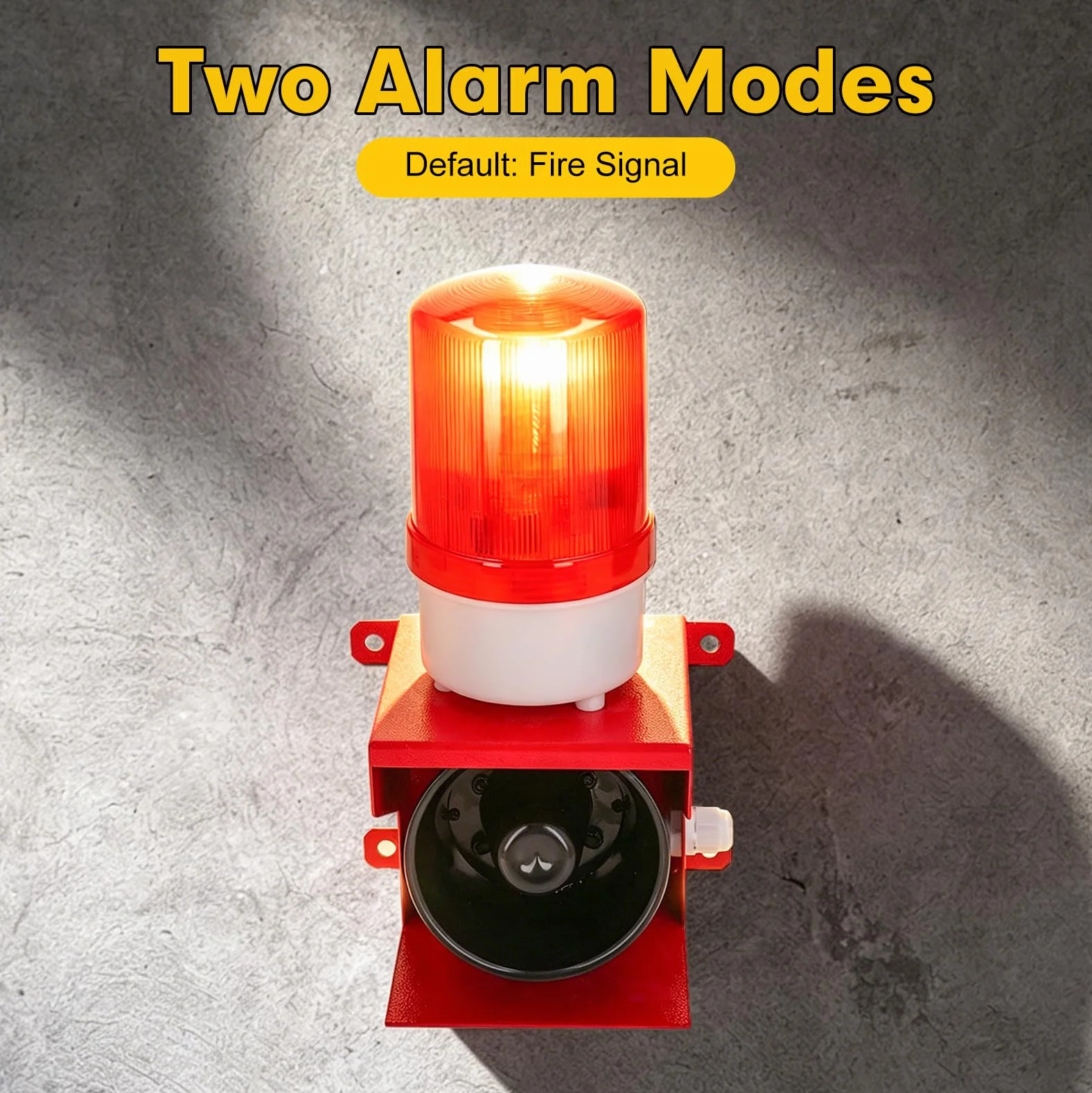 Sirena Industrial 115 dB con Luz LED Intermitente, Volumen Ajustable, IP65 Impermeable, Alarma Acústica y Visual AC 220V, Avisador de Seguridad, Luz de Advertencia LED, Enchufe UE
