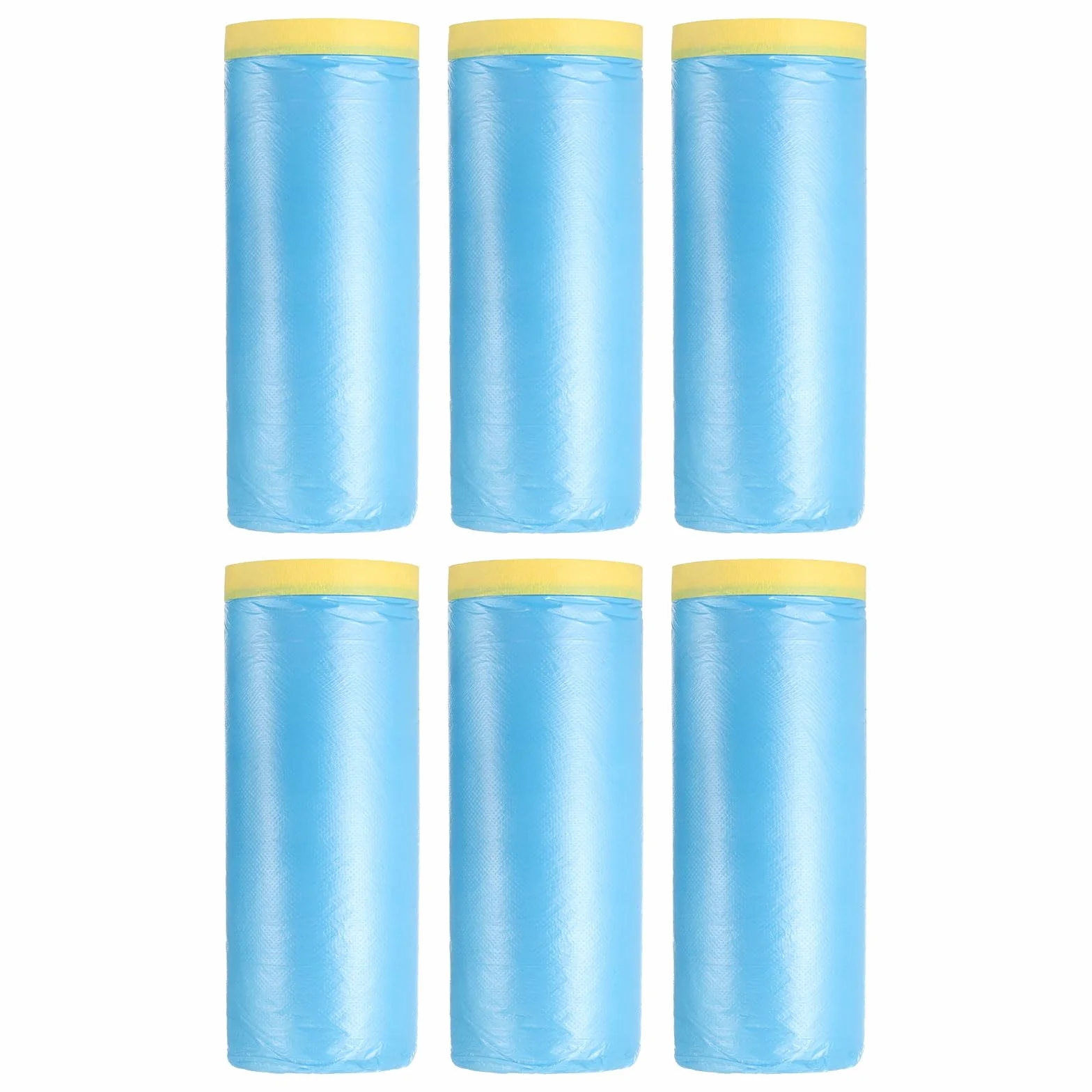 QUARKZMAN Película De Enmascaramiento Pretapeada, 4.9 Pies X 82 Pies Lona De Pintura Plástica Con Cinta De Pintor De Adhesión Media Para Protección Y Pulverización Película Azul 6 Piezas