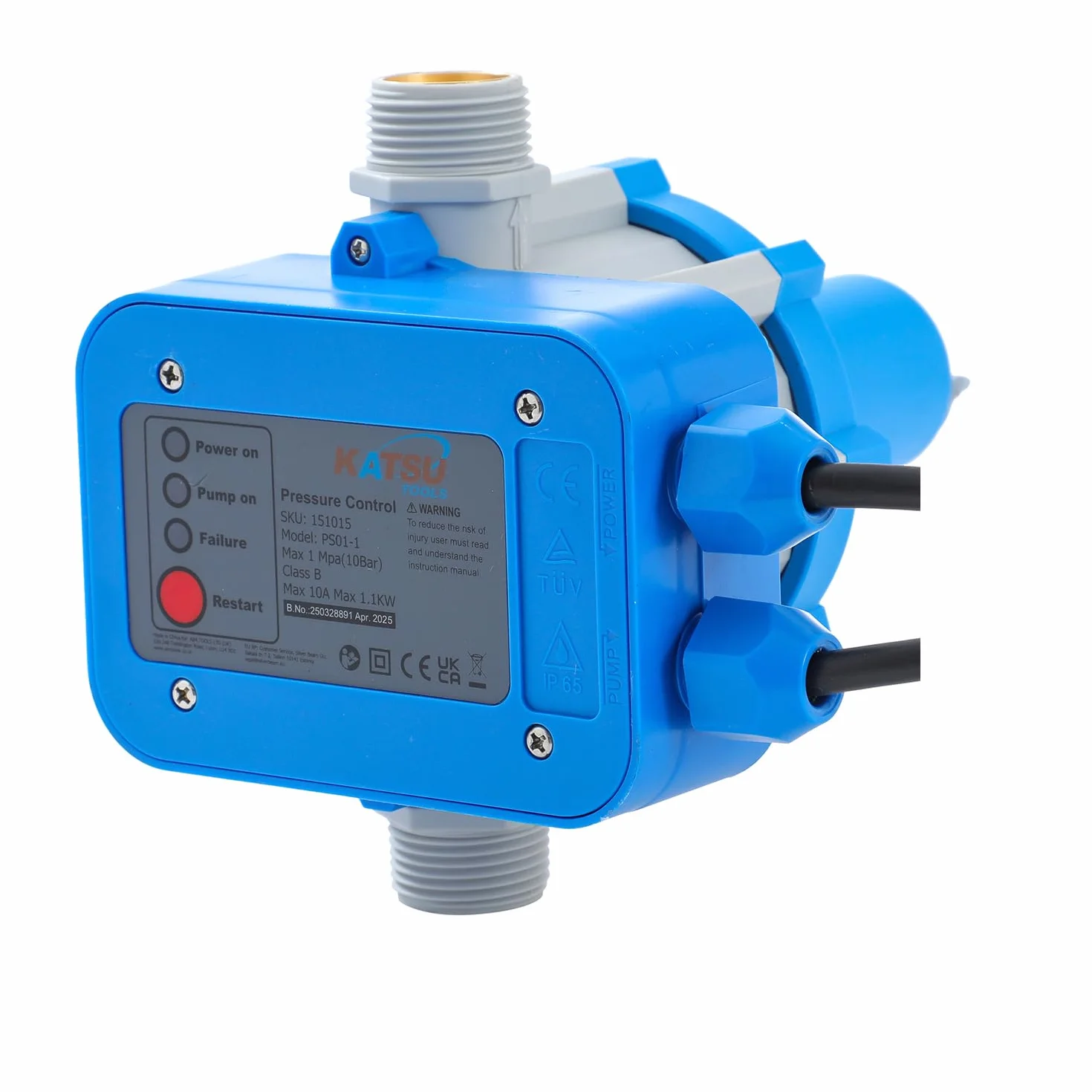 KATSU Automática Interruptor de Control de Presión de Bomba de Agua, Controlador de Presión Electrónico para Bombas Vortex y de Jardín, Bomba de Agua Limpia 151015