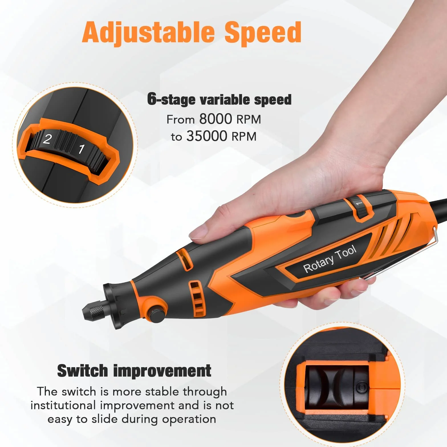 Juego de Mini Amoladora y Mini Taladros Electricos 212PCS, 6 Velocidades Ajustable, 8000-35000RPM - Tiene Las Funciones de Cortar, Grabar, Perforar, Esmerilar, Pulir