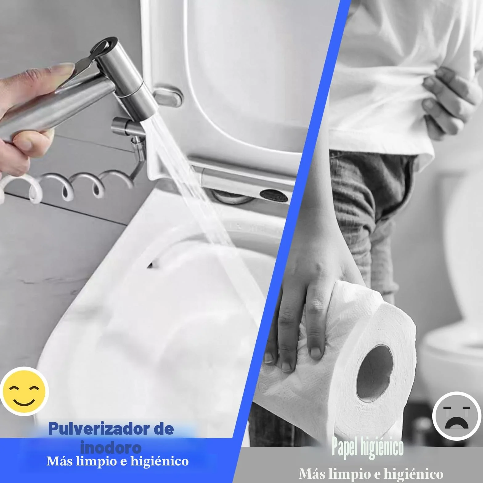 Rociador de Bidé de Inoxidable con Manguera de 3M para WC Plateado